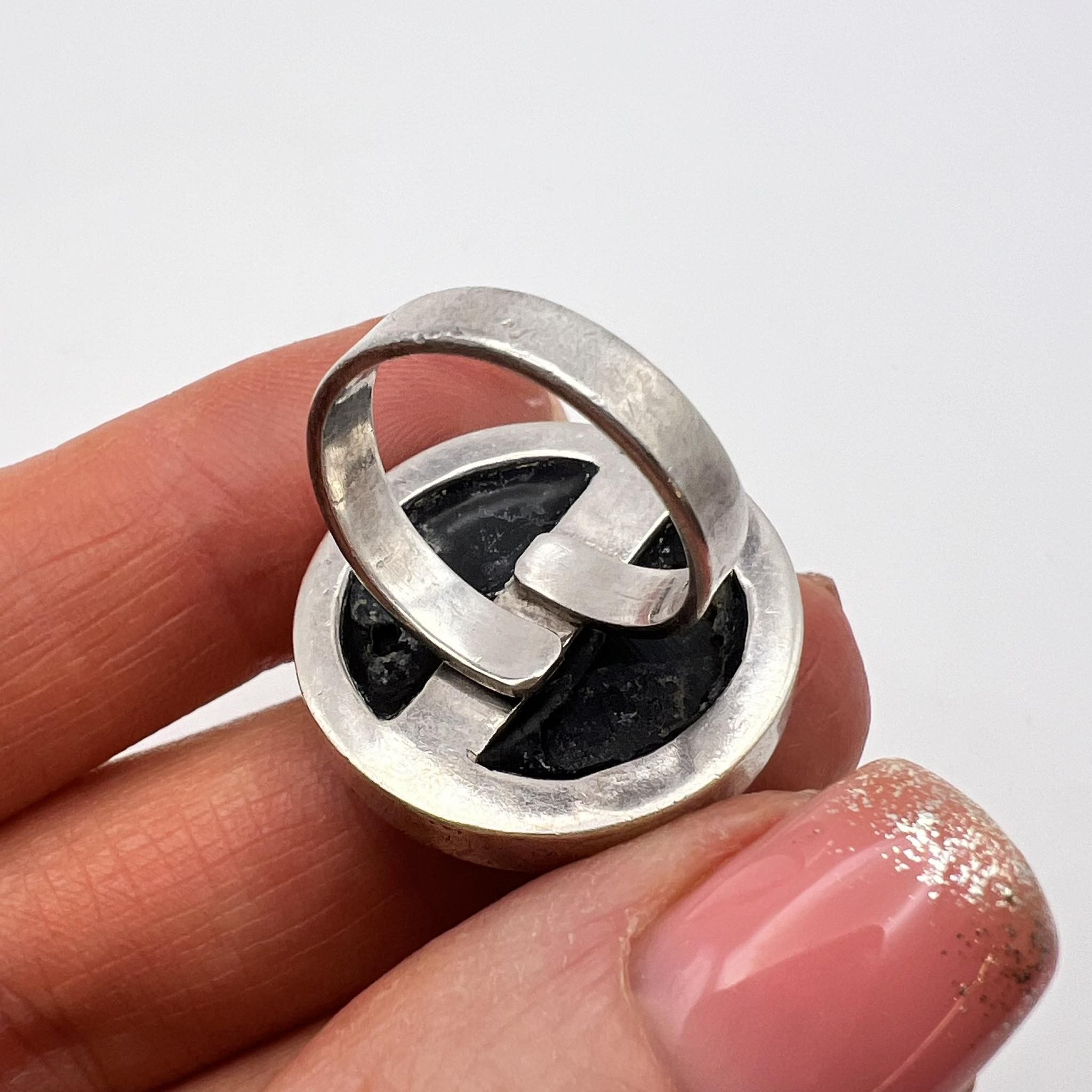 Vintage Sterling Silver Jewelry Ring Black Stone Size 6.5