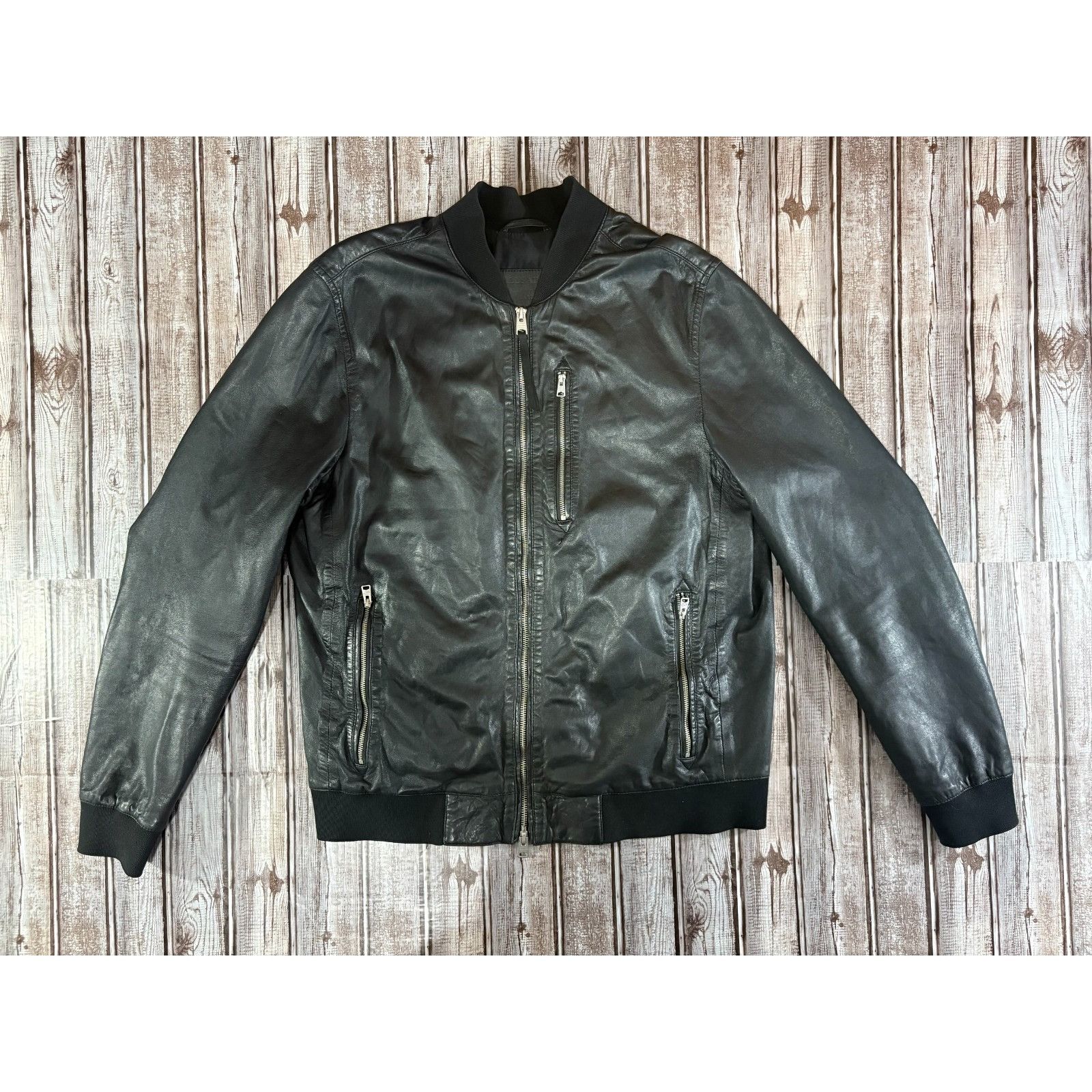 Allsaints All Saints kino Sheep leather Bomber jacket size L color Bla Size US L / EU 52-54 / 3 - 2 Thumbnail