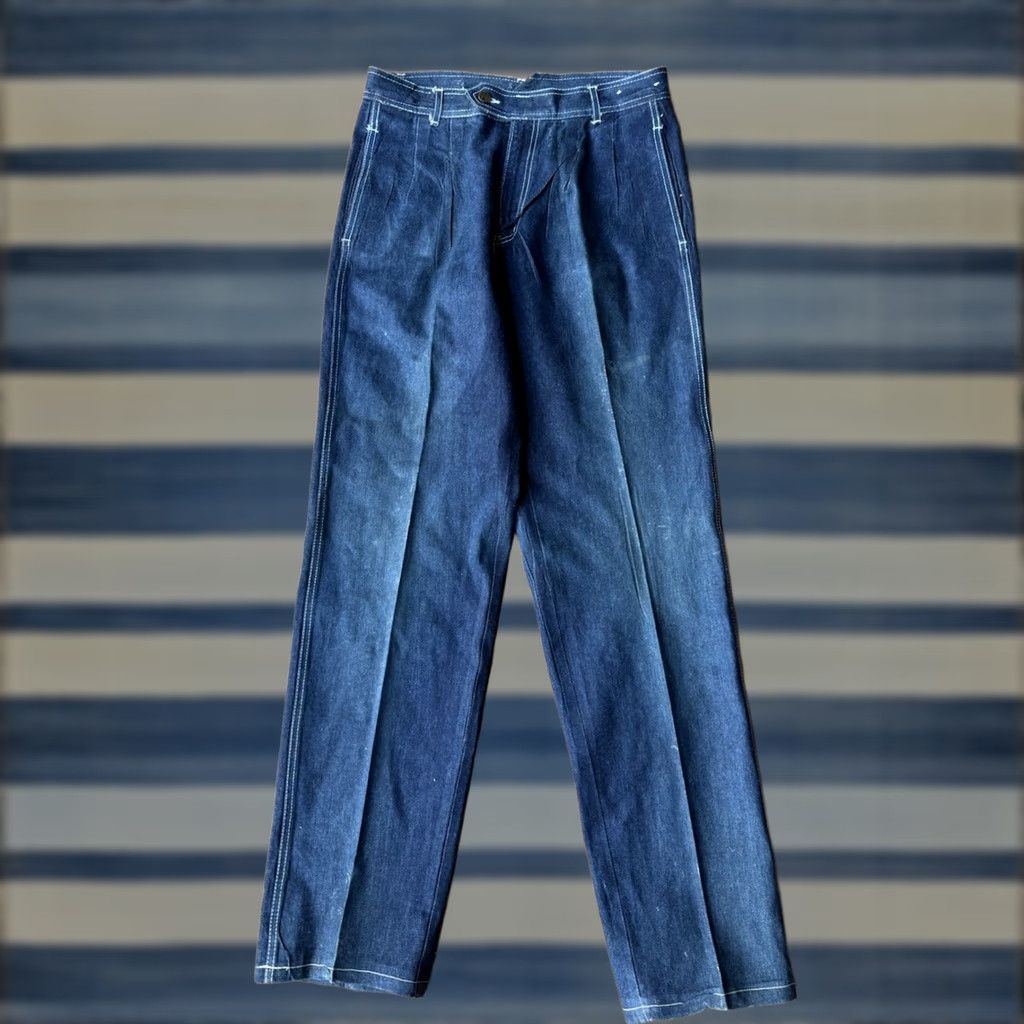 Vintage VINTAGE Andre De Leure Jeans Men 33x31 Straight Denim Blue 90s Mens Jeans Straight Leg Dark Wash Embroidered Pockets Size US 33 - 1 Thumbnail