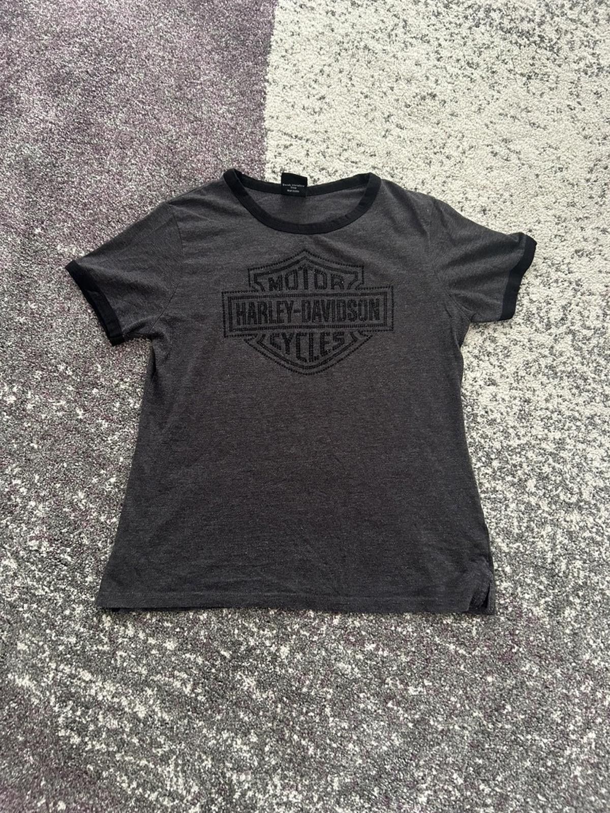 Harley Davidson Women's Harley-Davidson Charcoal Tee with Rhinestone Logo Size M / US 6-8 / IT 42-44 - 1 Thumbnail
