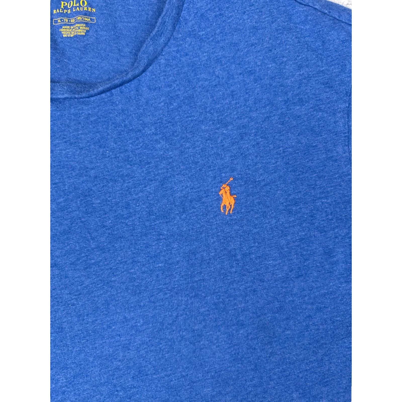 Ralph Lauren Polo Ralph Lauren Shirt Men Extra Large Blue Cotton Crew Neck Short Sleeve Pony Mens Size US XL / EU 56 / 4 - 6 Thumbnail