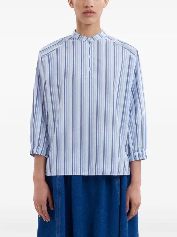 Marni o1w1db11125 Striped Cotton Shirt in Blue Size XL / US 12-14 / IT 48-50 - 2 Thumbnail