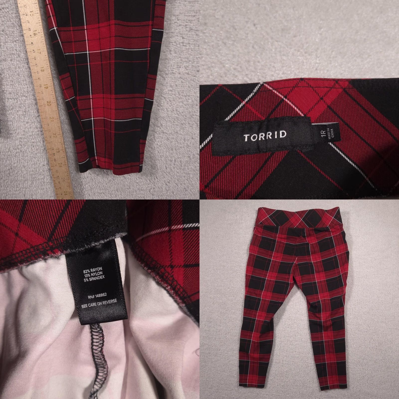 Torrid Torrid Leggings Women's 1R Red Plaid High Rise Ankle Knit Pants Stretch Casual Size 25" / US 0 / IT 36 - 8 Thumbnail