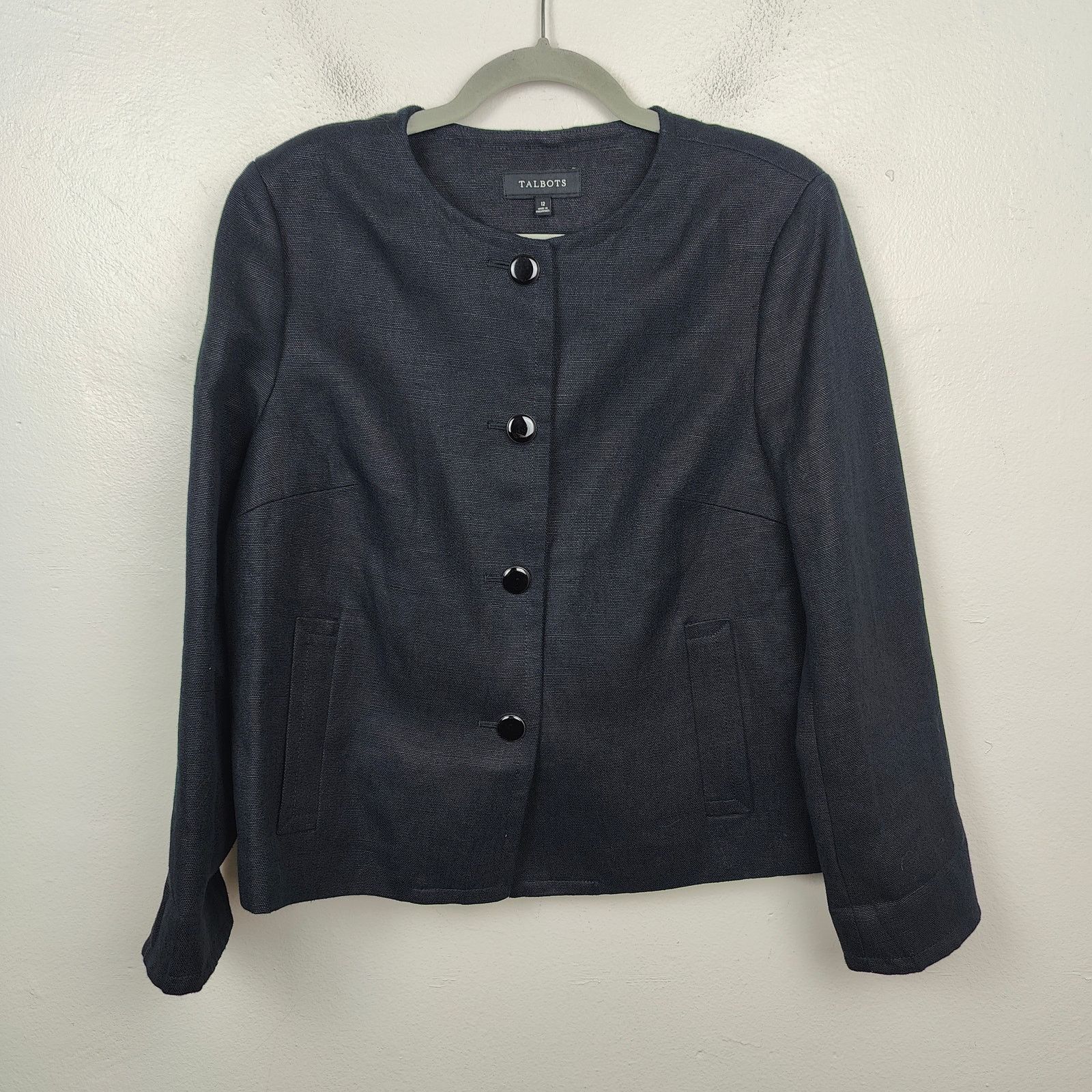 Other Talbots Linen Jacket Womens 12 Black Blazer Preppy Size XL / US 12-14 / IT 48-50 - 1 Thumbnail