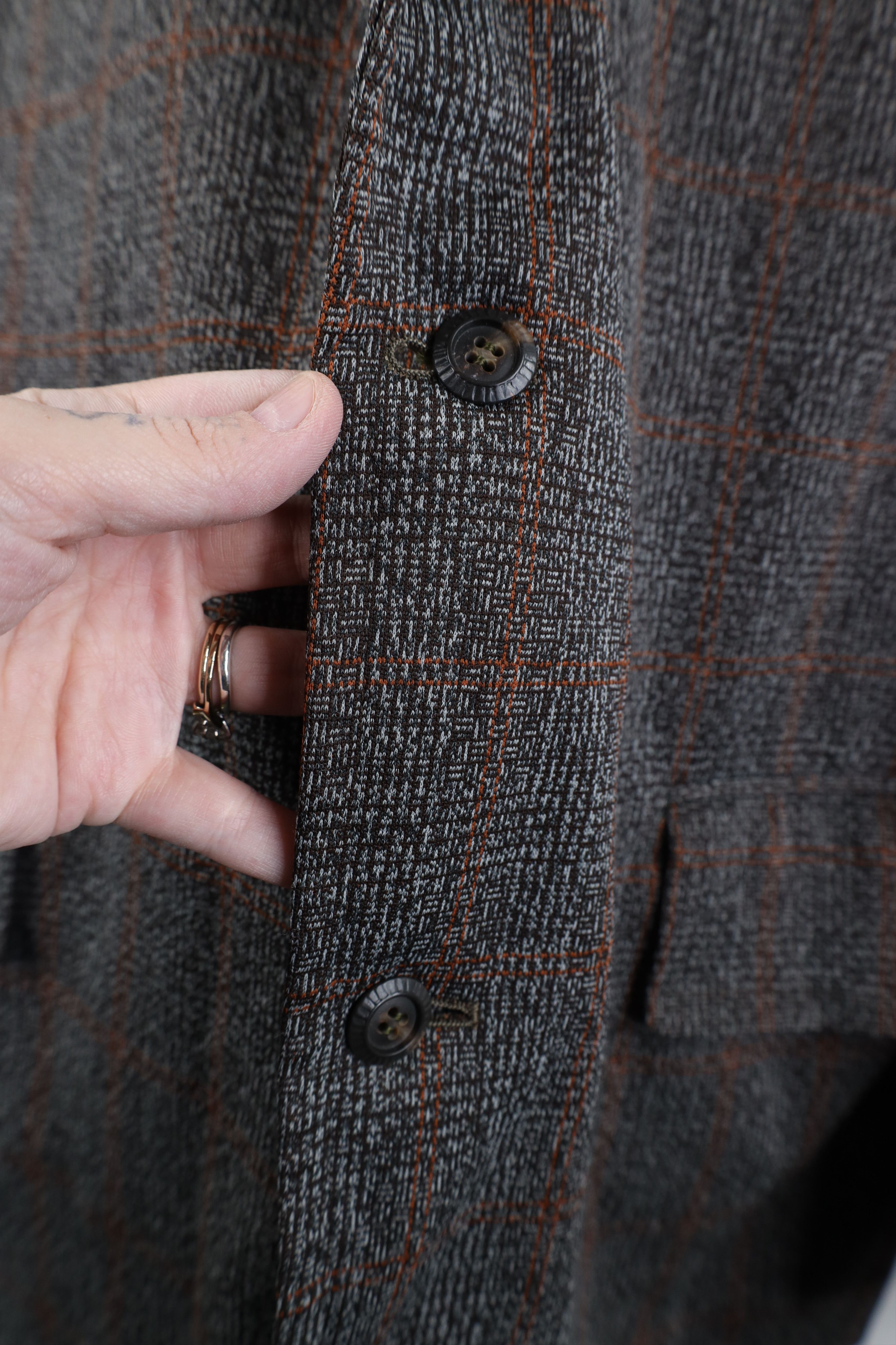 Vintage Vintage 70s Streetwear Plaid Knit Suit Coat Blazer Jacket Size US XL / EU 56 / 4 - 4 Thumbnail