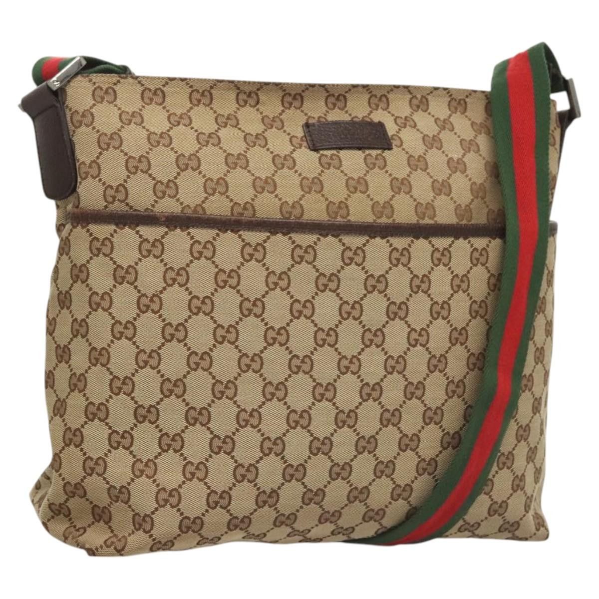 Gucci GUCCI GG Canvas Web Sherry Line Shoulder Bag Beige Green Red Size ONE SIZE - 1 Thumbnail