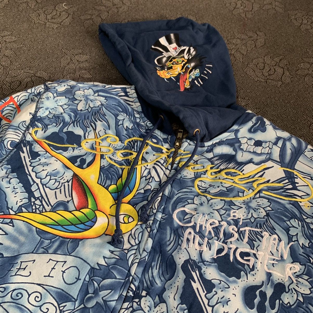 Ed Hardy Rare Ed Hardys Sherpa Zip Hoodie Full Print Oldskuul Art Size US M / EU 48-50 / 2 - 17 Thumbnail