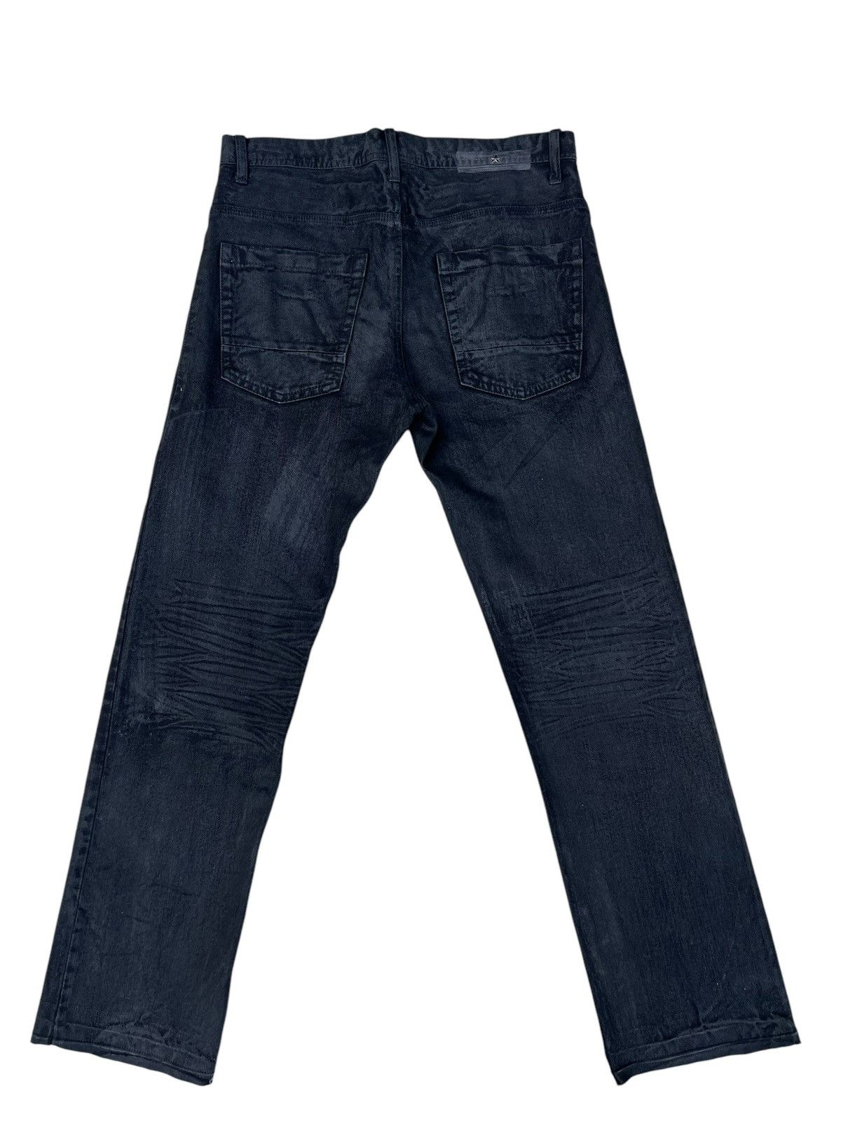 0 0000 Japan Black Coated Waxed Denim Released Hem Jeans Size US 31 - 11 Thumbnail