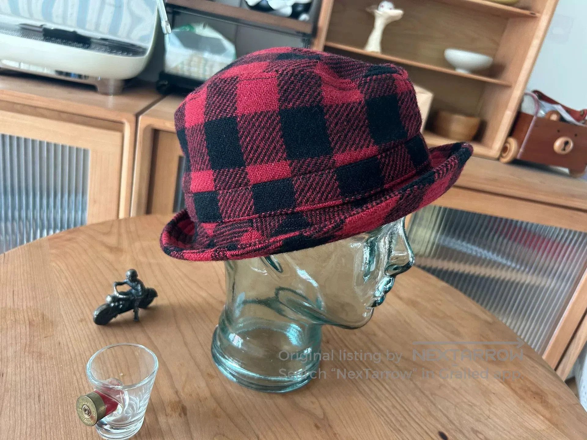 Freewheelers red and black plaid outdoor gentleman hat. Size ONE SIZE - 2 Thumbnail