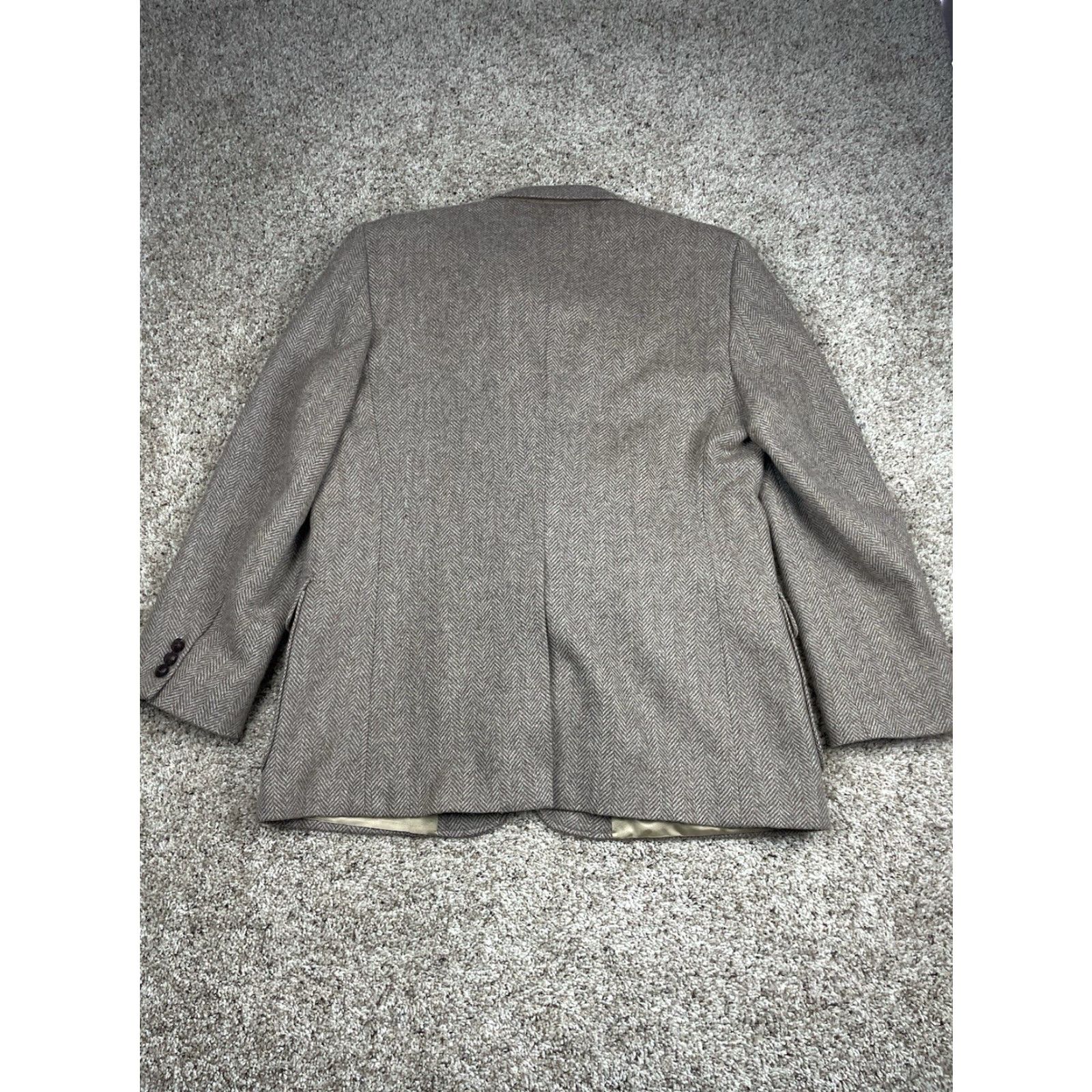 Haggar VINTAGE Haggar Imperial Tweed Blazer Jacket 44 Brown Herringbone Pockets 80s Mens Size 44R - 4 Thumbnail