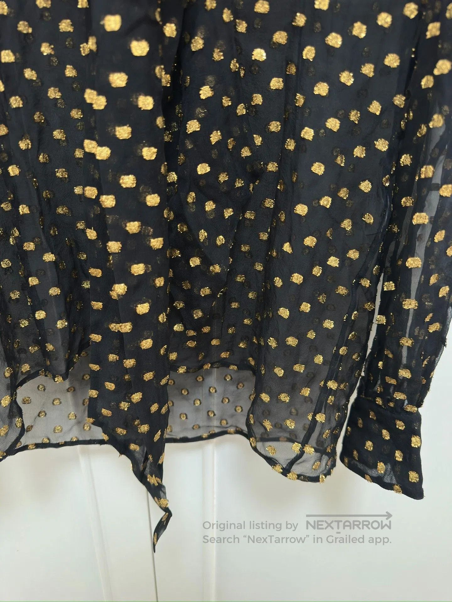 Celine Celine Black Gold Polka Dot Silk Shirt. Size XS / US 0-2 / IT 36-38 - 3 Thumbnail