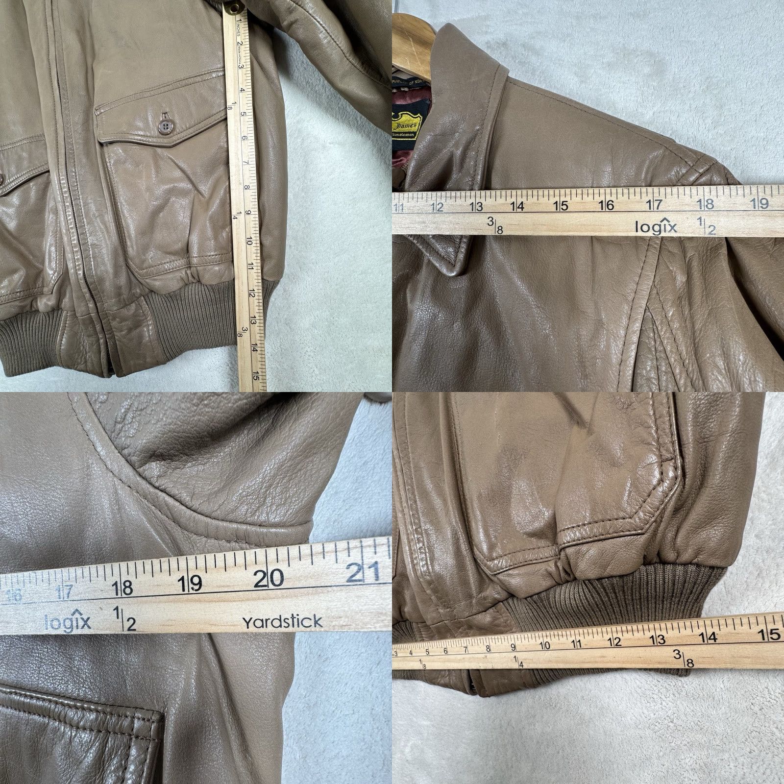 Vintage VINTAGE Patrick James Leather Jacket Mens Jacket Bomber Beig e Tan Brown Sable M Zip Collared Thin? Size US M / EU 48-50 / 2 - 8 Thumbnail