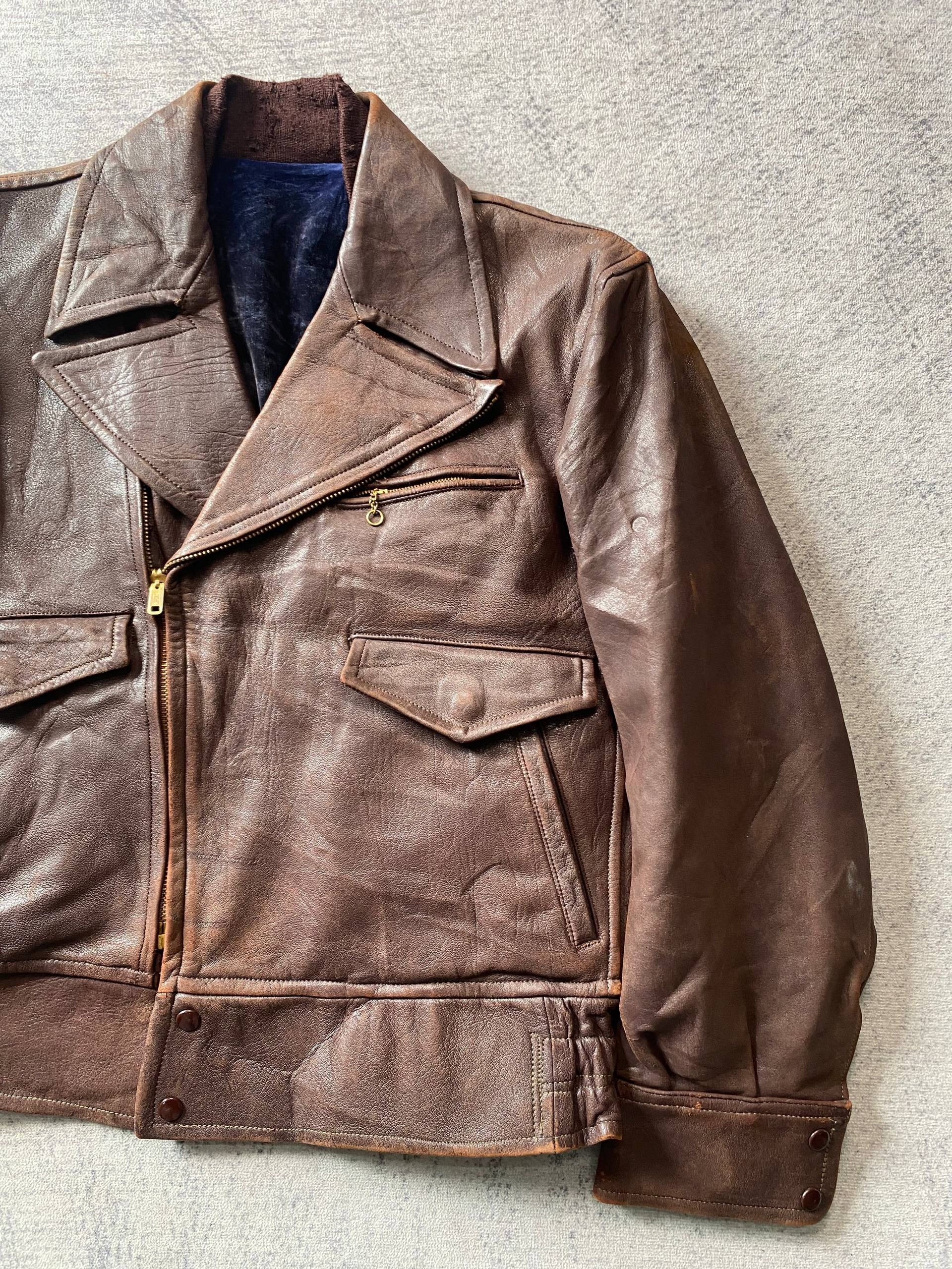 Leather Vtg 50s Horsehide Japanese Civilian Post War Leather Jacket Size US S / EU 44-46 / 1 - 3 Thumbnail