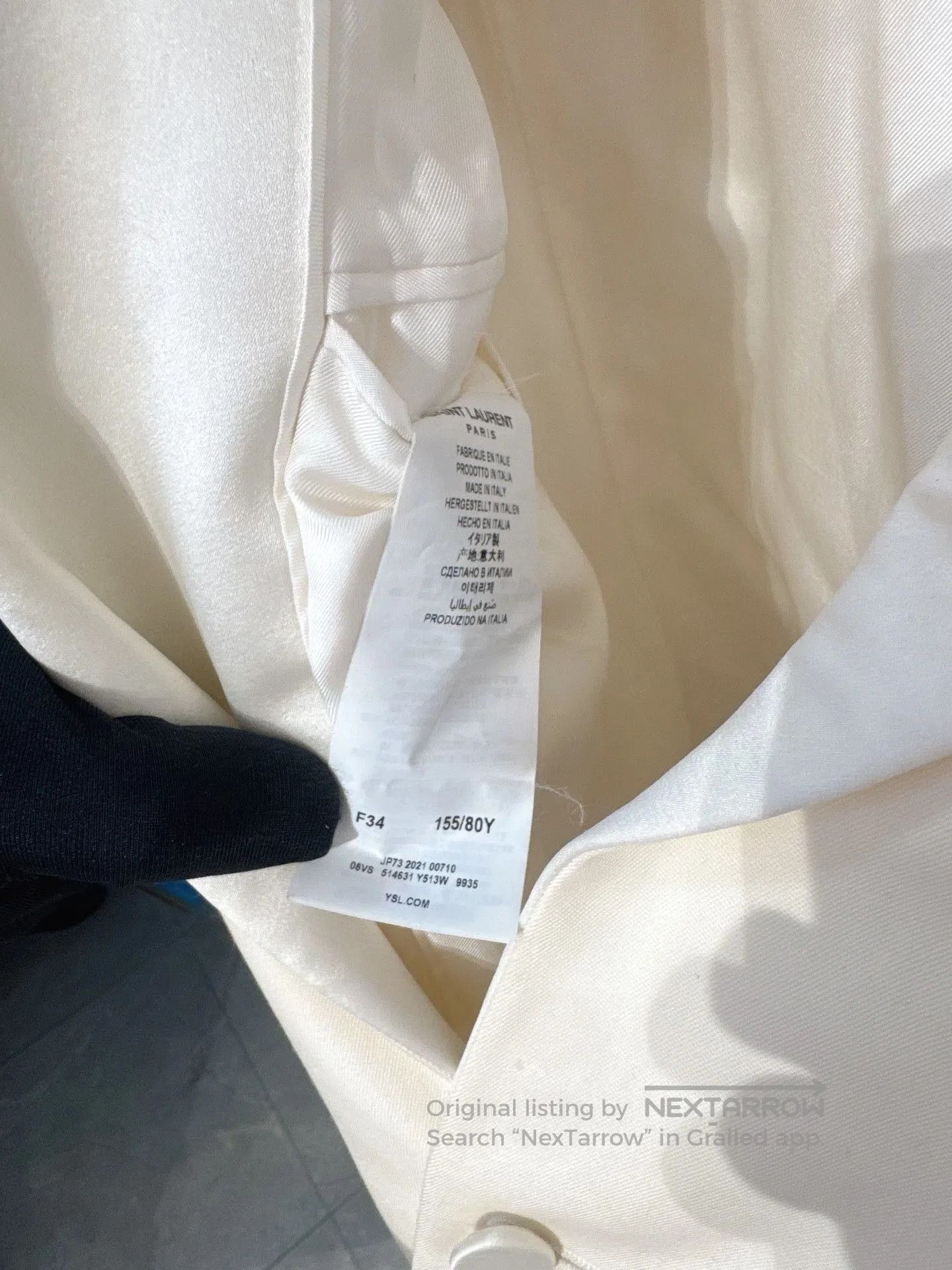 Saint Laurent Paris Saint Laurent Cream Peak Lapel Blazer. Size XXS / US 00 / IT 34 - 3 Thumbnail
