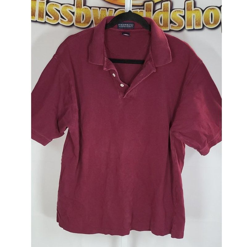 Vintage Vintage Men Screenmates Wine Red Short Sleeve Polo Shirt XL Size US XL / EU 56 / 4 - 3 Thumbnail