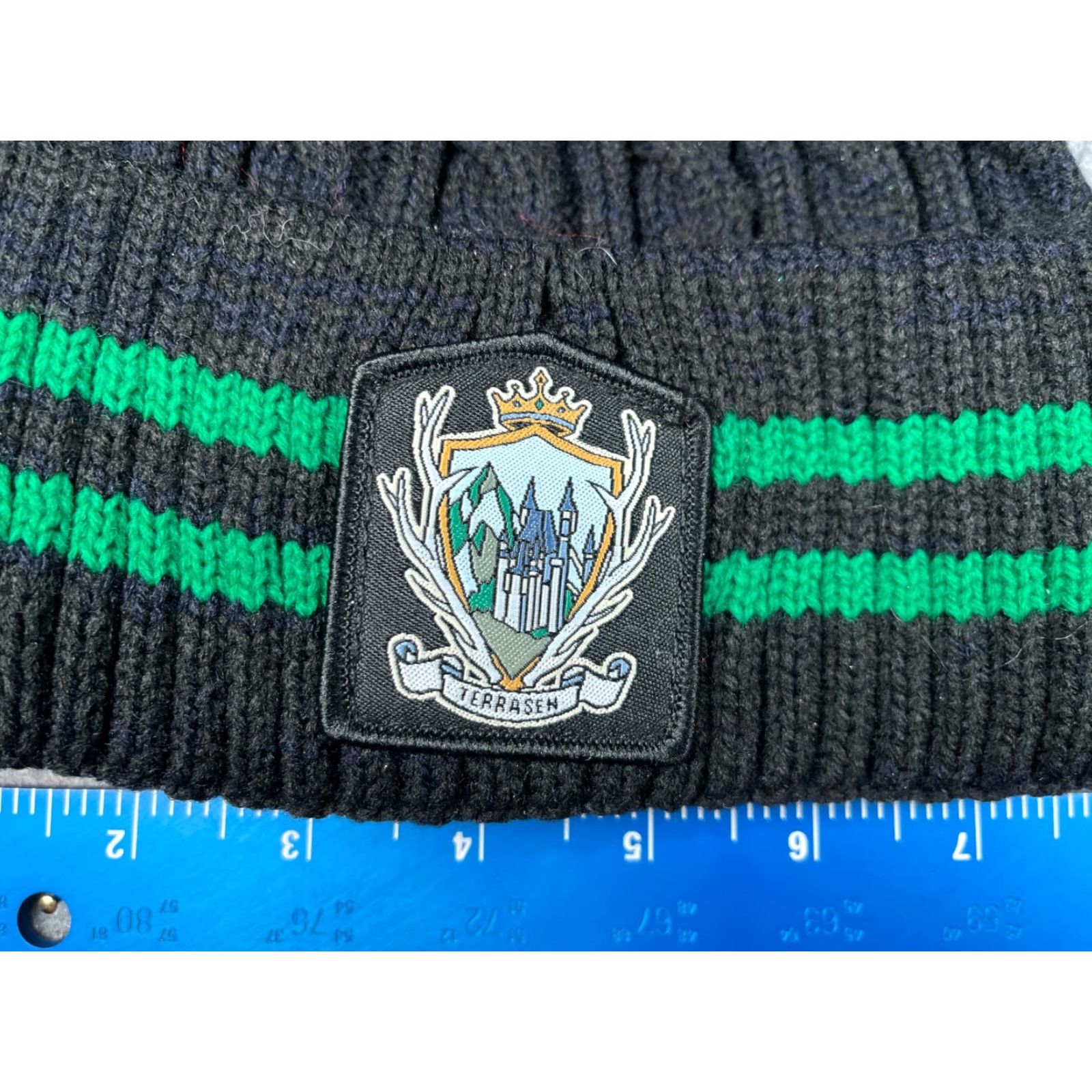 Vintage Terrasen Throne Of Glass Beanie Toque Adult OS Black Acrylic Pom Cable Knit Size ONE SIZE - 2 Thumbnail