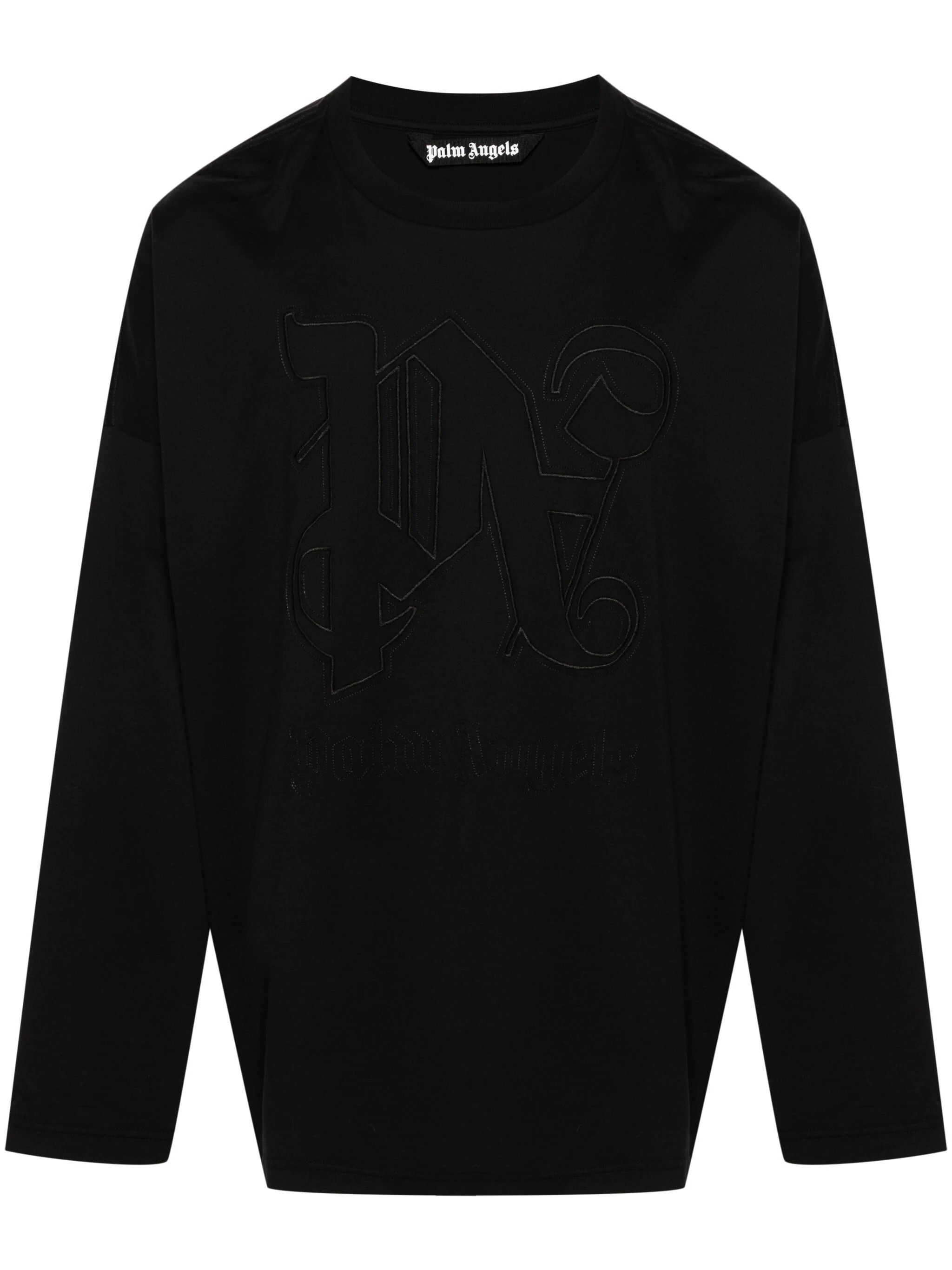 Palm Angels o1y0325 Logo Crewneck T-Shirt in Black Size US S / EU 44-46 / 1 - 1 Thumbnail