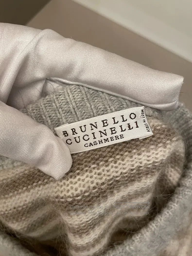 Brunello Cucinelli Brunello Cucinelli Studded striped new wool sweater Size XL / US 12-14 / IT 48-50 - 3 Thumbnail