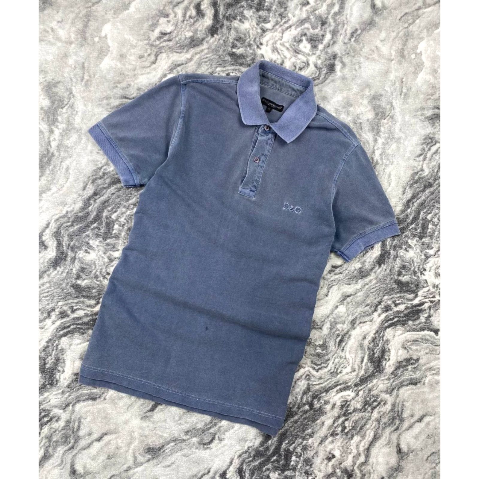 Dolce & Gabbana Dolce&Gabbana Polo Shirt Men M Blue Cotton Solid Logo Short Sleeve Size US M / EU 48-50 / 2 - 2 Thumbnail