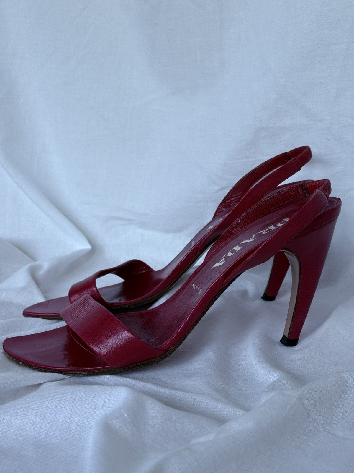 Prada Prada Vintage Red Leather Sandals Heels Size US 8 / IT 38 - 2 Thumbnail