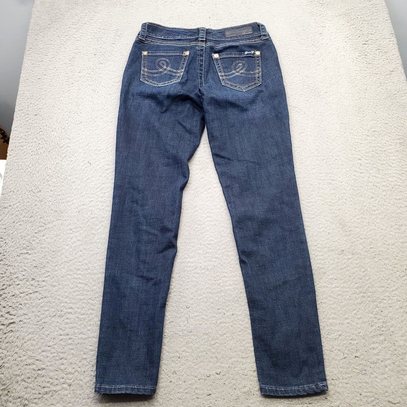 Vintage Seven7 Womens Crop Skinny Jeans Jeans Blue Medium Wash Mid Rise 4 Size 27" / US 4 / IT 40 - 2 Thumbnail