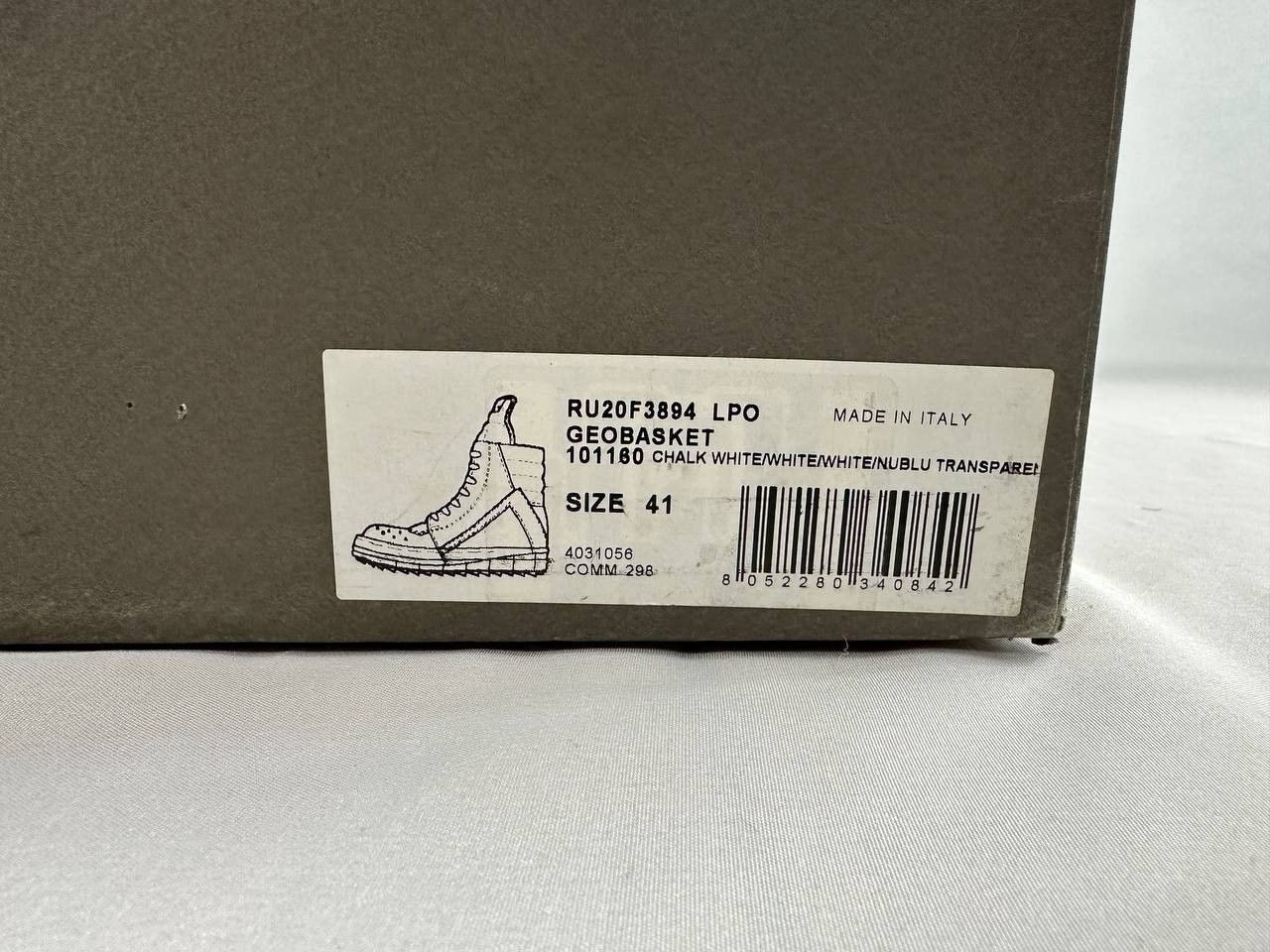 Rick Owens Rick Owens Geobasket High 'Chalk White Blue Transparent' Size US 8 / EU 41 - 22 Thumbnail