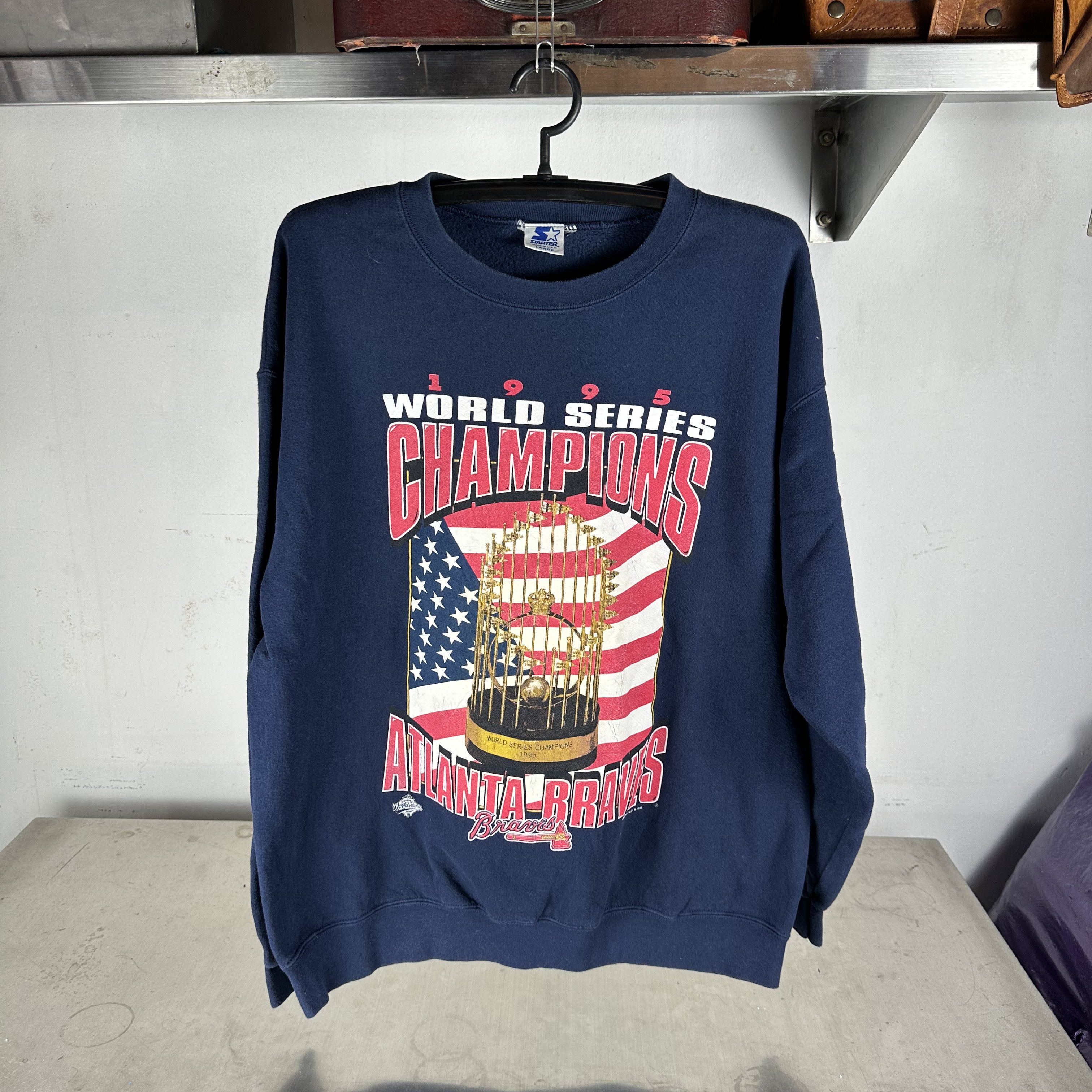 Vintage 1995 Atlanta Braves MLB World Champions Starter Sweatshirt Size US XL / EU 56 / 4 - 1 Thumbnail