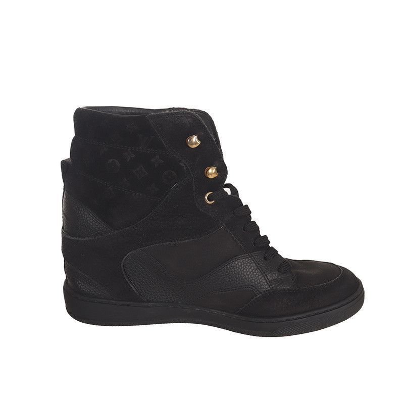 Louis Vuitton Louis Vuitton Black Suede High-Top Sneakers - Size US 6.5 / EU 39-40 - 4 Thumbnail