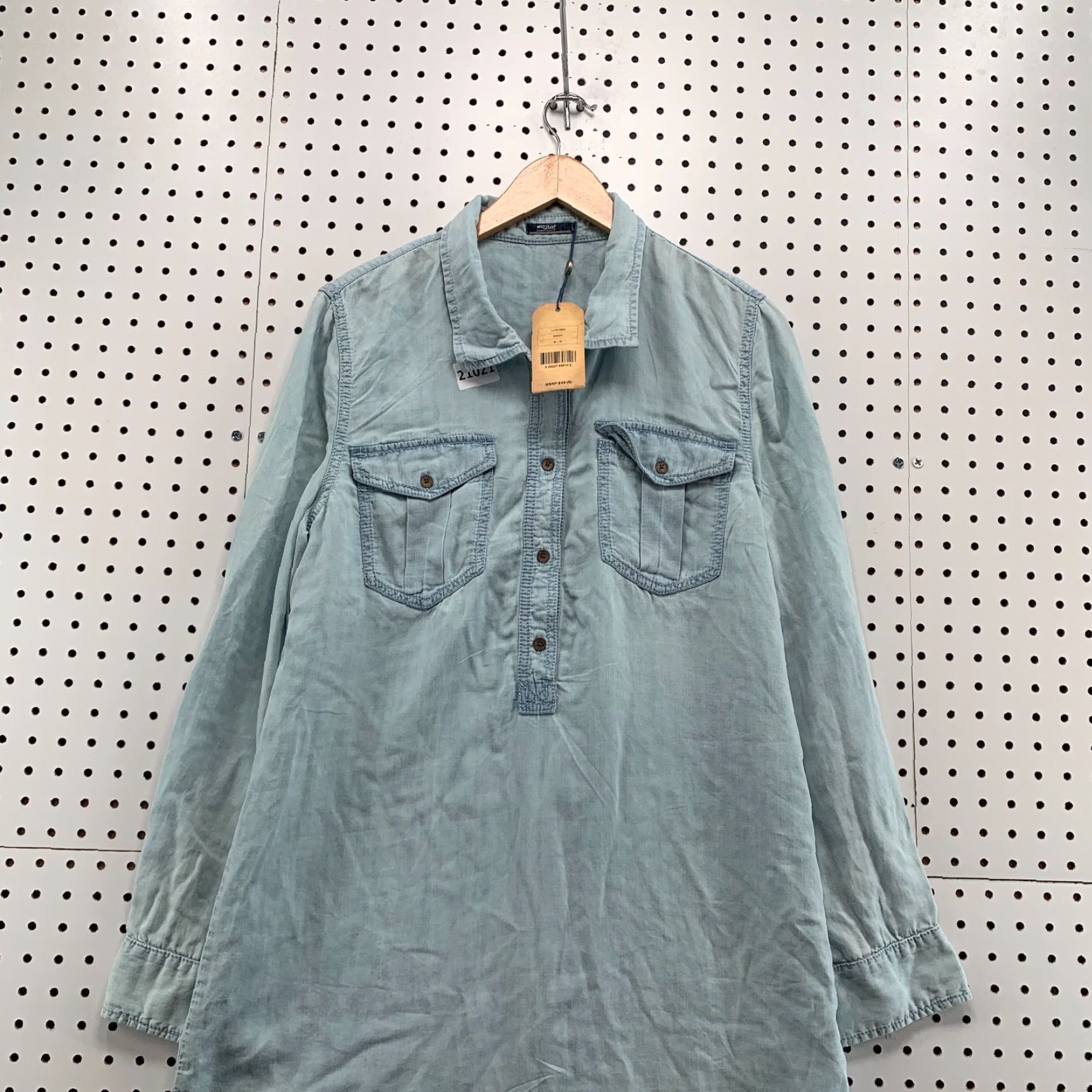 Silver Jeans Co. Silver Jeans CO Chambray Tunic Shirt Adult M Blue Henley Long Sleeve Womens Size M / US 6-8 / IT 42-44 - 5 Thumbnail
