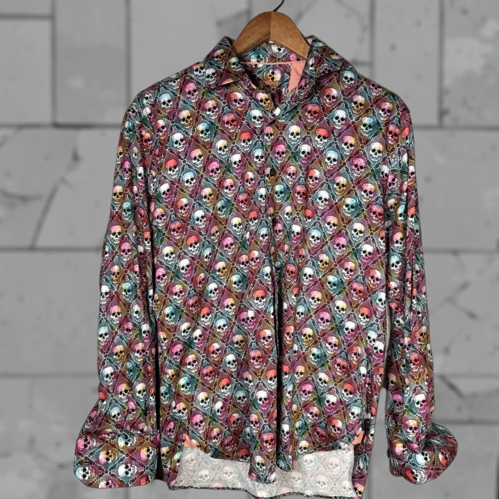 Vintage VINTAGE Visconti Black Skull Button-Up Long Sleeve Shirt Mens Size S Size US S / EU 44-46 / 1 - 1 Thumbnail