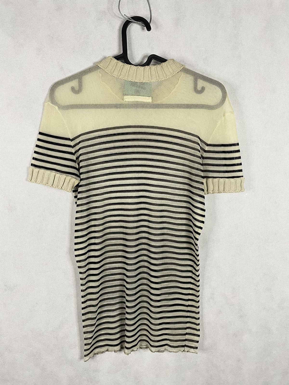 Jean Paul Gaultier × Vintage Jean Paul Gaultier JPG Vintage Striped Mesh Short Sleeve Top Size S / US 4 / IT 40 - 9 Thumbnail