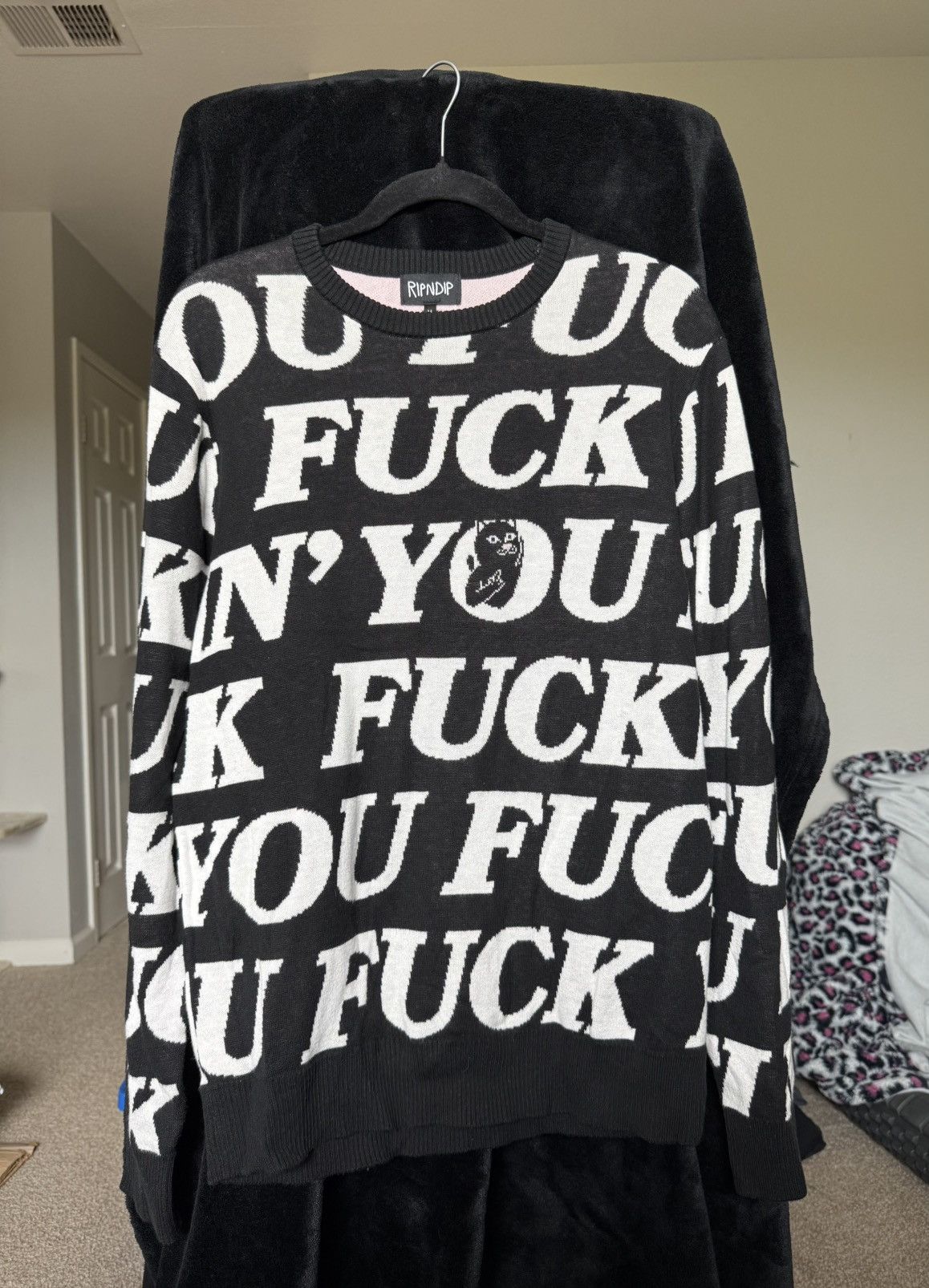 RIPNDIP Ripndip All Over Text Knit Sweater F*ck You Lord Nermal Size US M / EU 48-50 / 2 - 1 Thumbnail