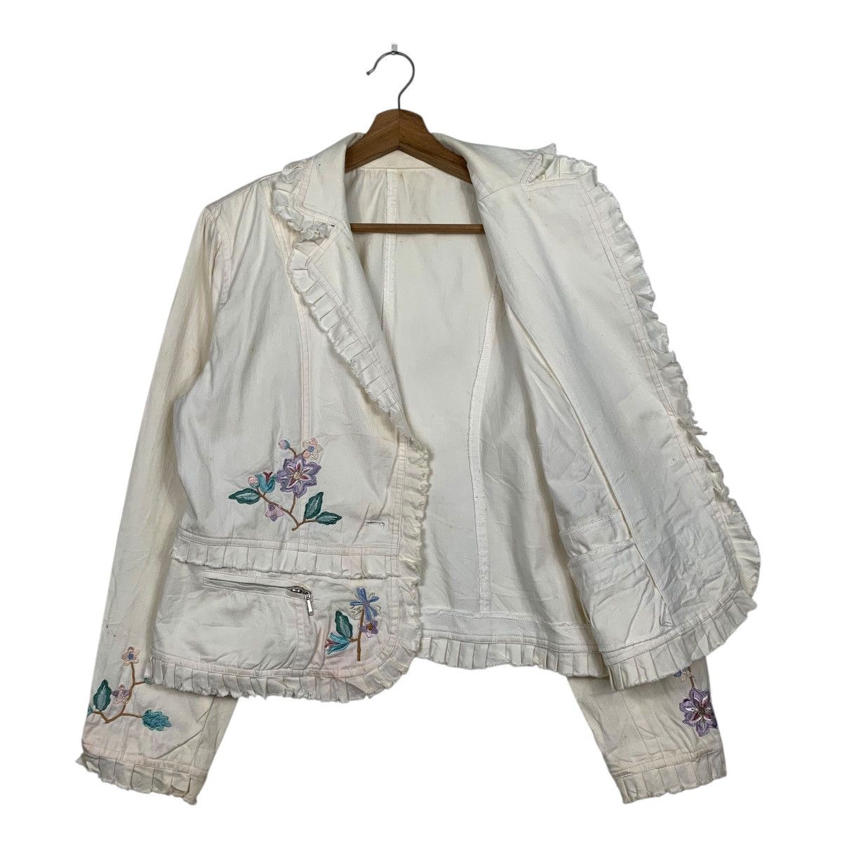 Japanese Brand E.Larin Flower Design Crop Jacket Size S / US 4 / IT 40 - 9 Thumbnail