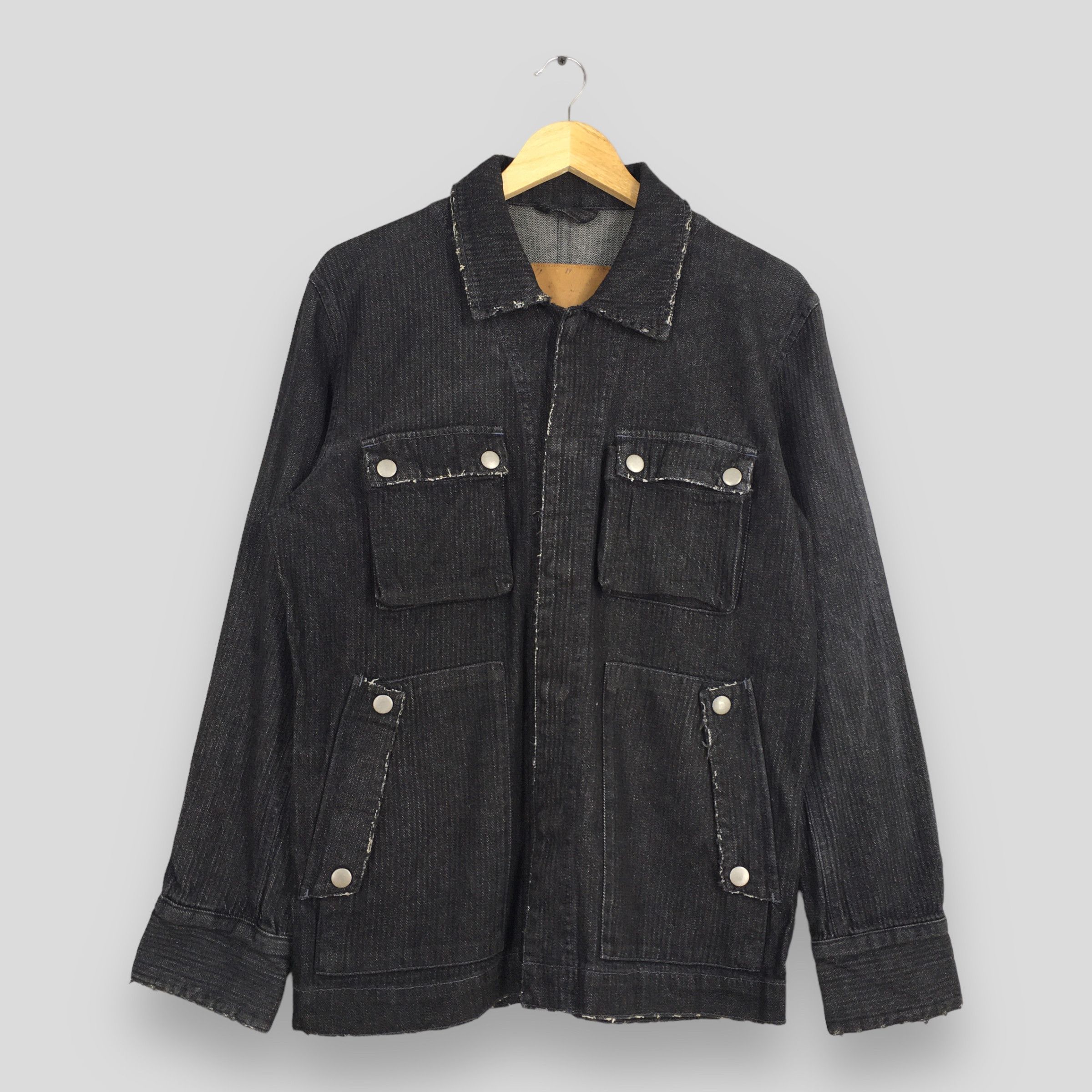 image of 90' Herringbone Workers Denim Black Medium, Men's
