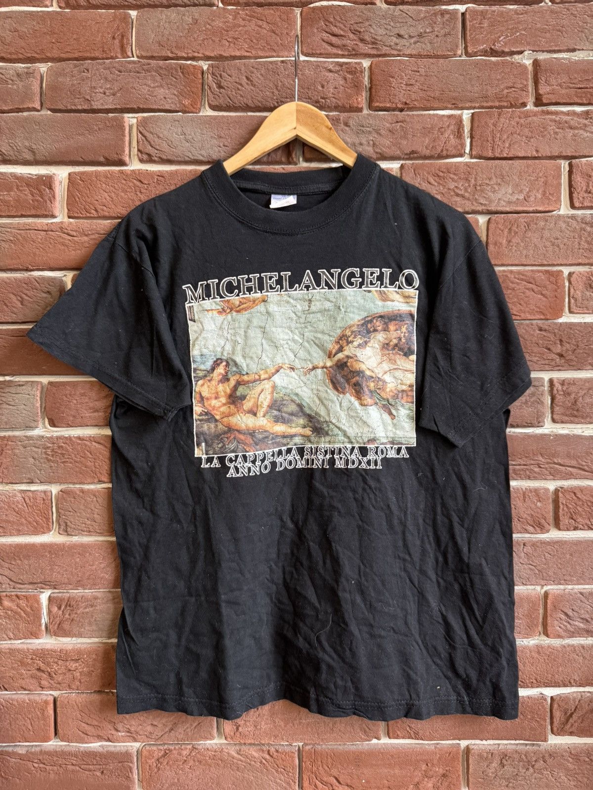 Vintage Vintage 90s Michelangelo Art Tshirt Hype Band Designer M Bl Size US M / EU 48-50 / 2 - 1 Thumbnail