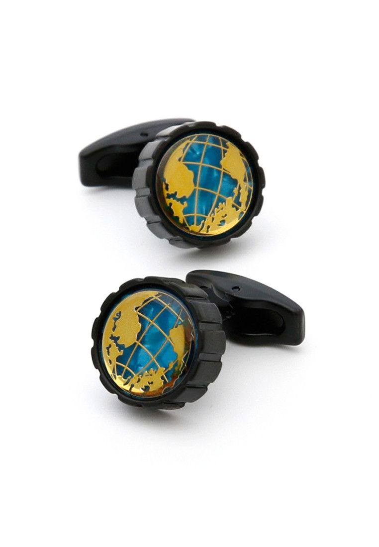 Other Round Matte Black Map Cufflinks Size ONE SIZE - 1 Thumbnail