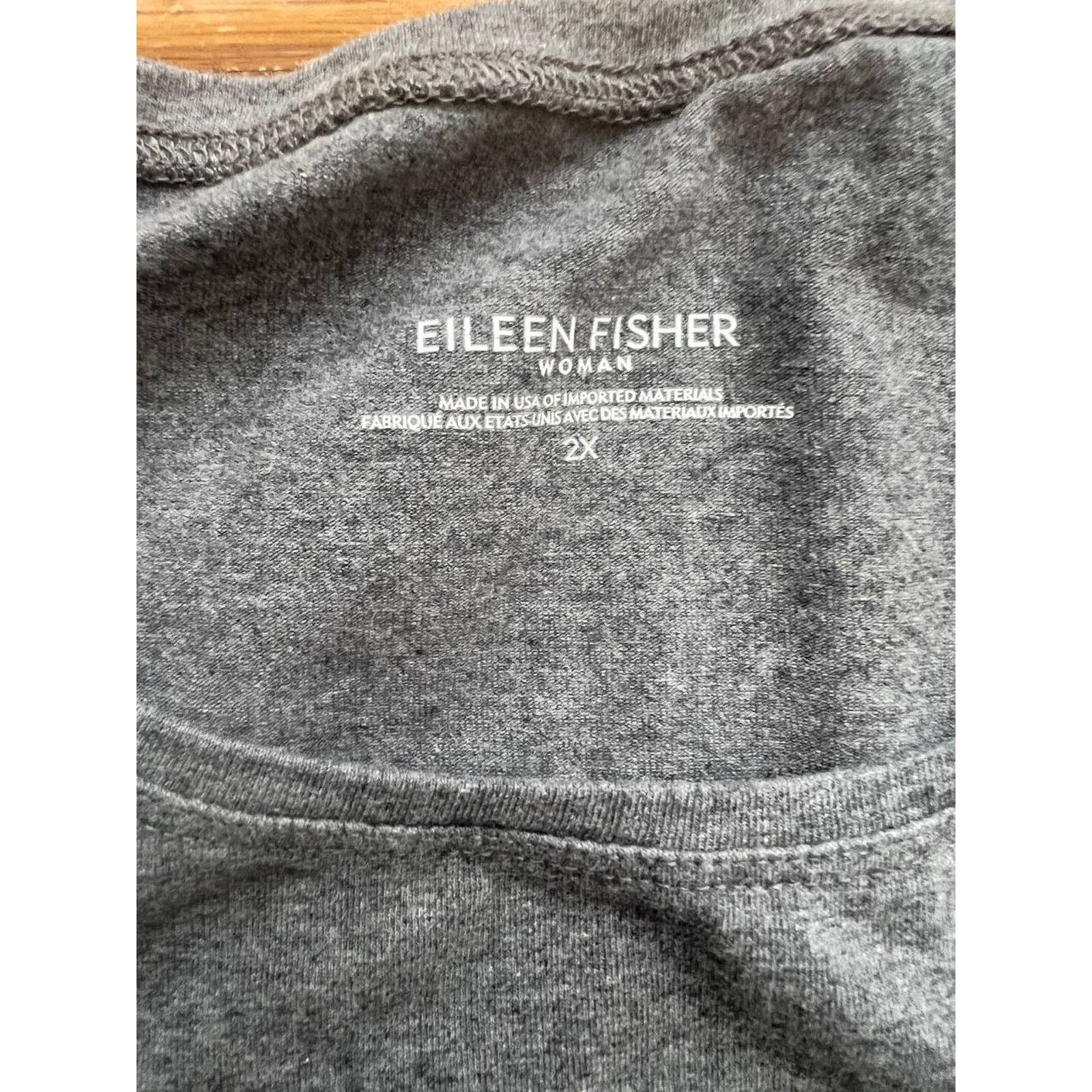Eileen Fisher EILEEN FISHER Grey 3/4 Cotton Neck Knit Gray Top 2X A003150 Size XXL / US 16-18 / IT 52-54 - 9 Thumbnail
