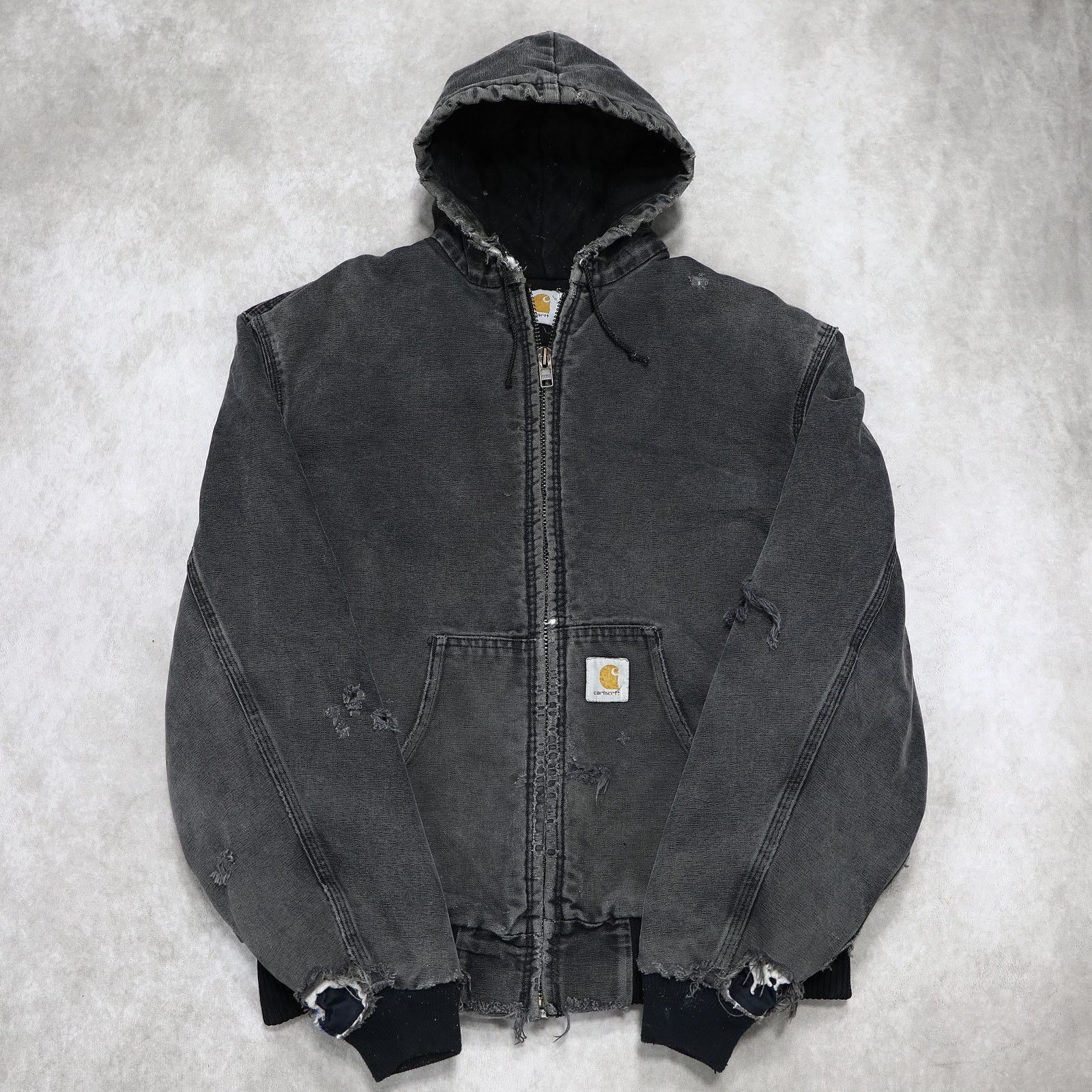 Balenciaga Vintage Thrashed Carhartt JQ1005 Faded Black Hooded Jacket Size US L / EU 52-54 / 3 - 2 Thumbnail