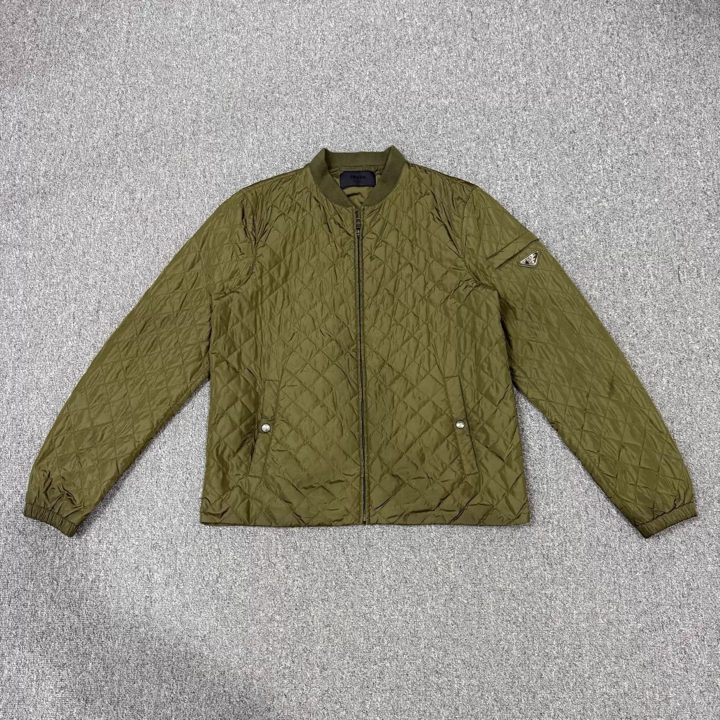 Prada Prada Olive Quilted Triangle Logo Zip Jacket 50 Size US M / EU 48-50 / 2 - 1 Thumbnail
