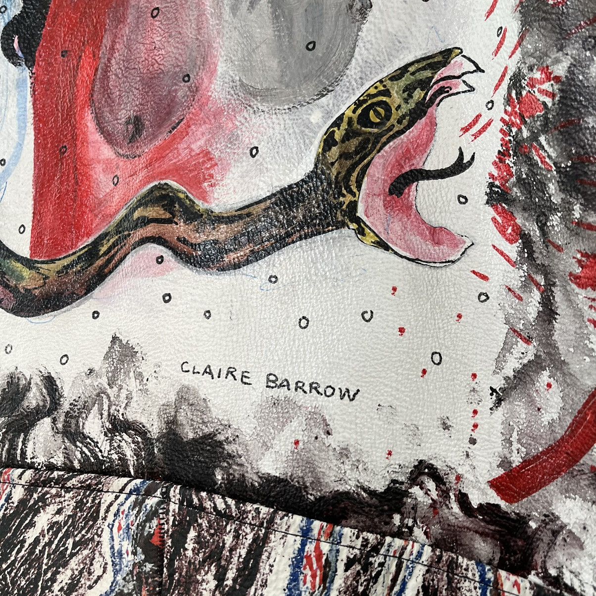 Drain Gang Claire Barrow Leather Painted Biker Jacket Medium Size US M / EU 48-50 / 2 - 8 Thumbnail