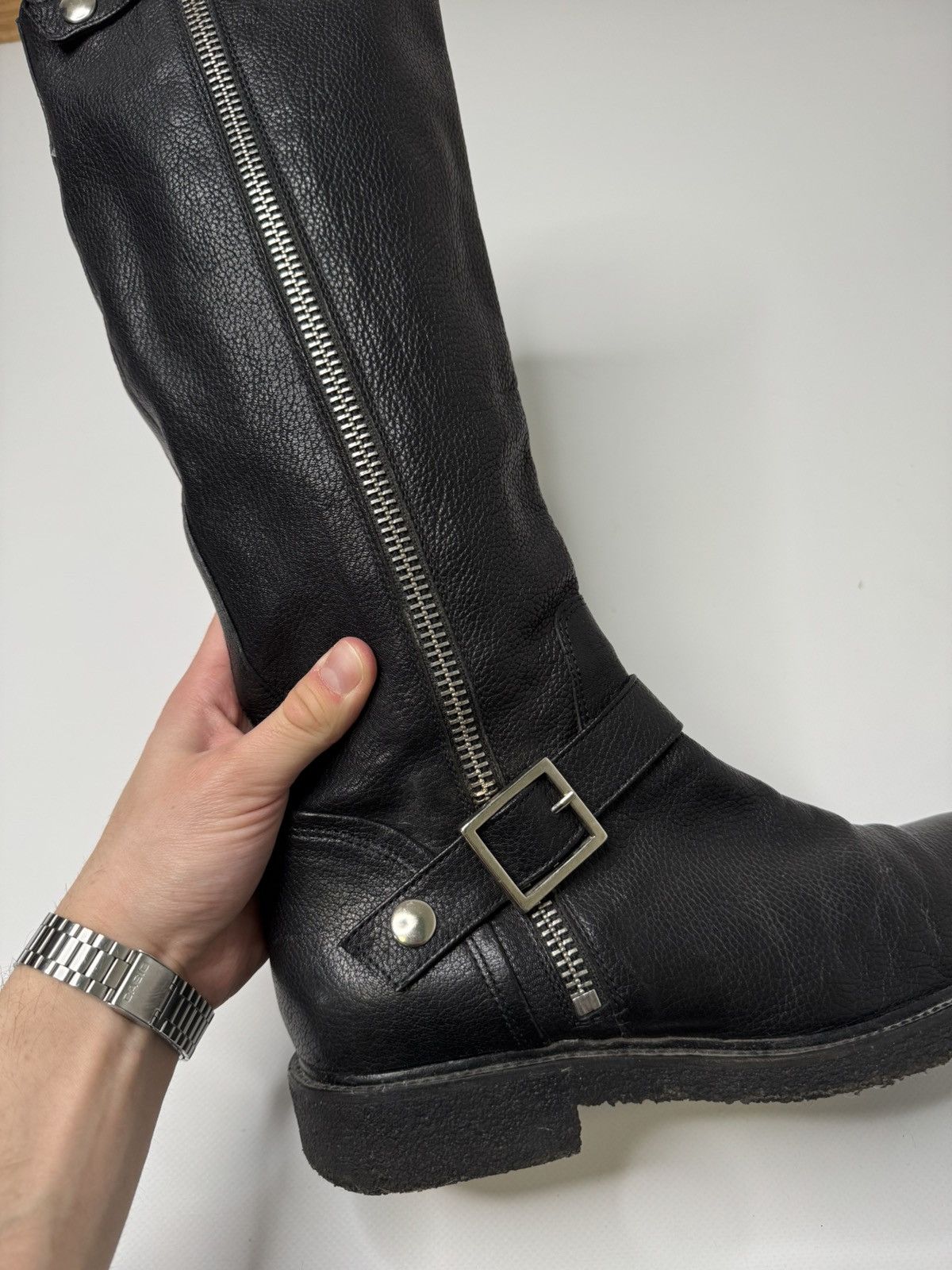 Vintage Vintage high black leather boots avant garde if6was9 poell Size US 7 / EU 40 - 7 Thumbnail