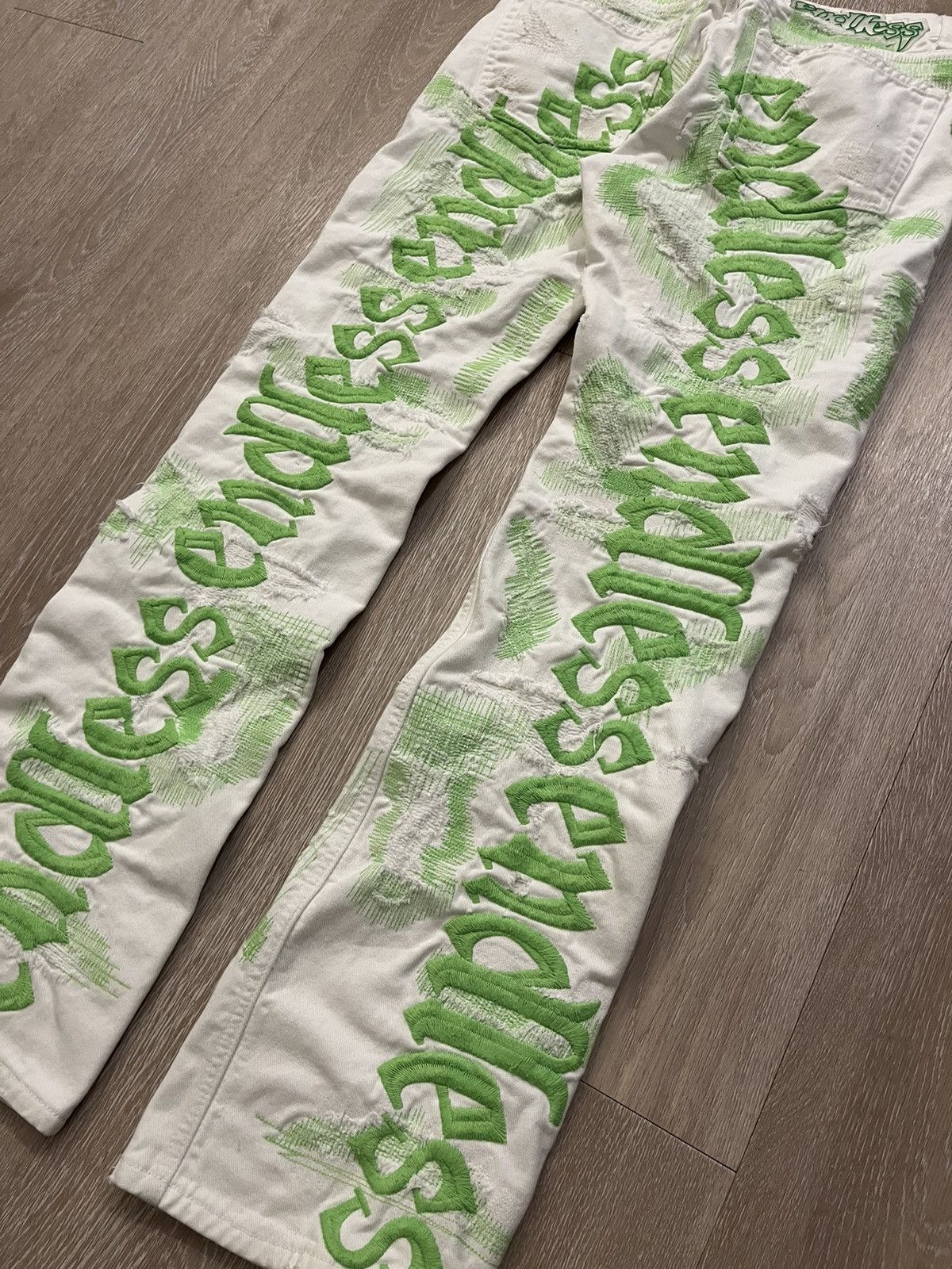 Vlone Endless White/Green Denim Size US 31 - 4 Thumbnail