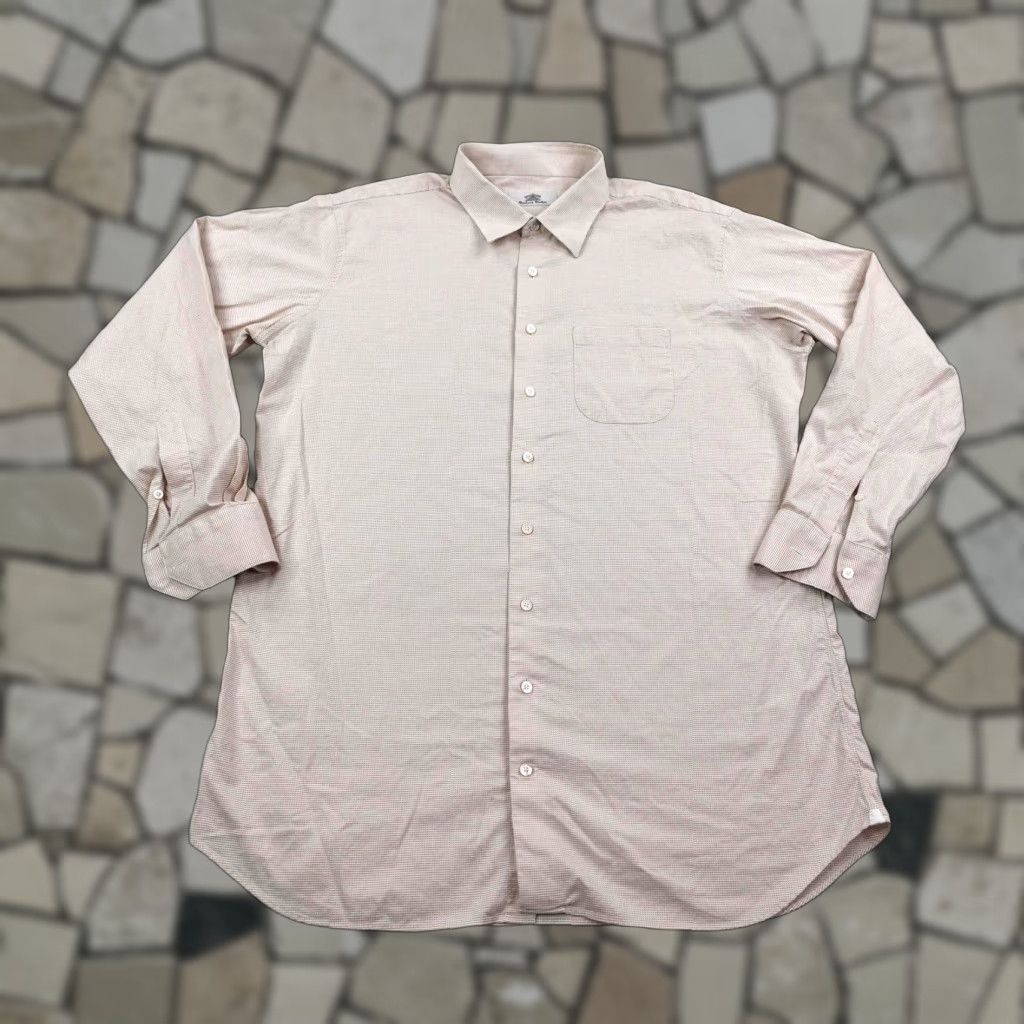 Vintage Oxxford Clothes Dress Shirt Mens XL Beige Micro Checkered Classic Button Down Size US XL / EU 56 / 4 - 1 Thumbnail