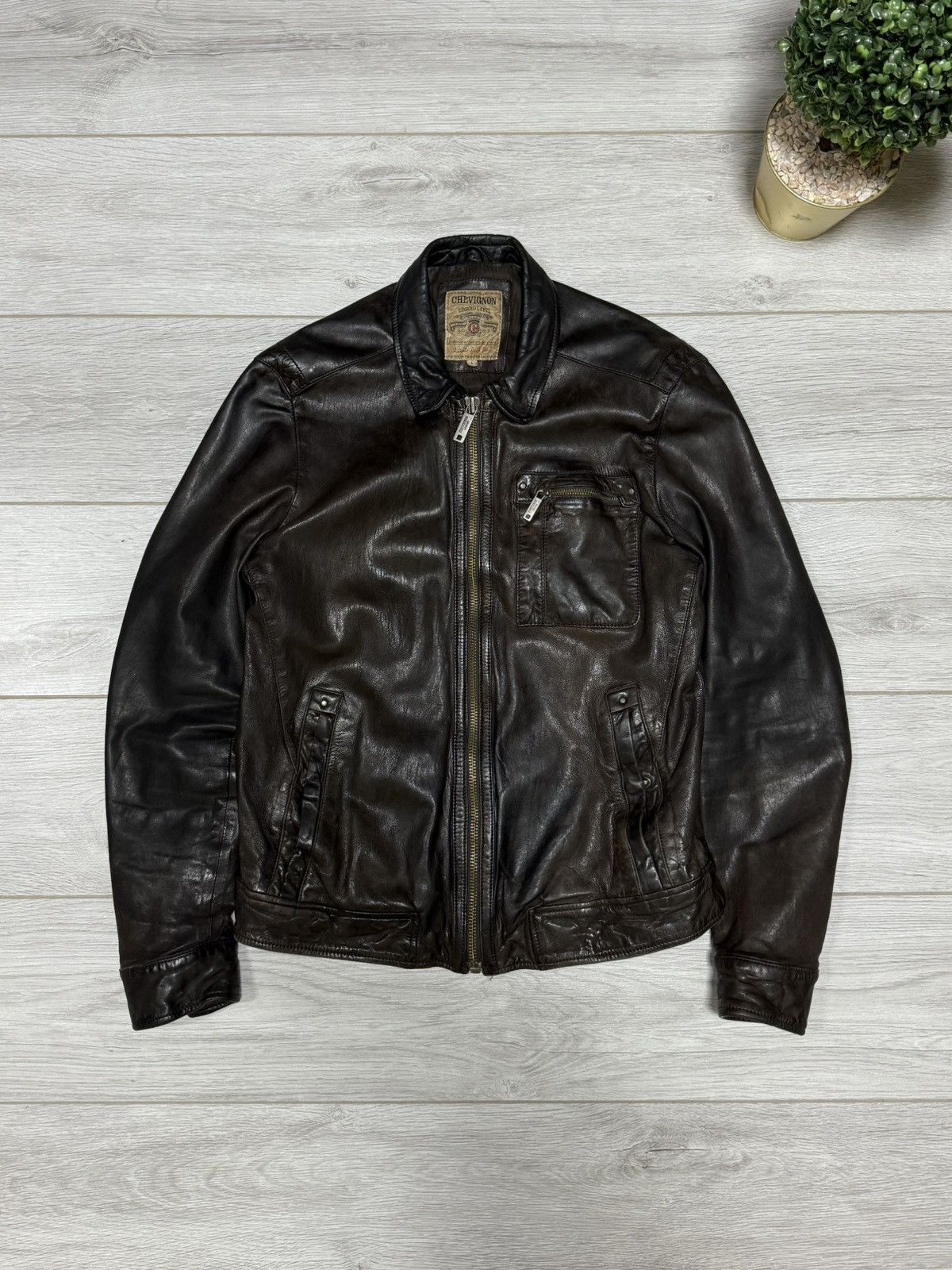 Chevignon Chevignon leather jacket zip vintage Size US L / EU 52-54 / 3 - 1 Thumbnail