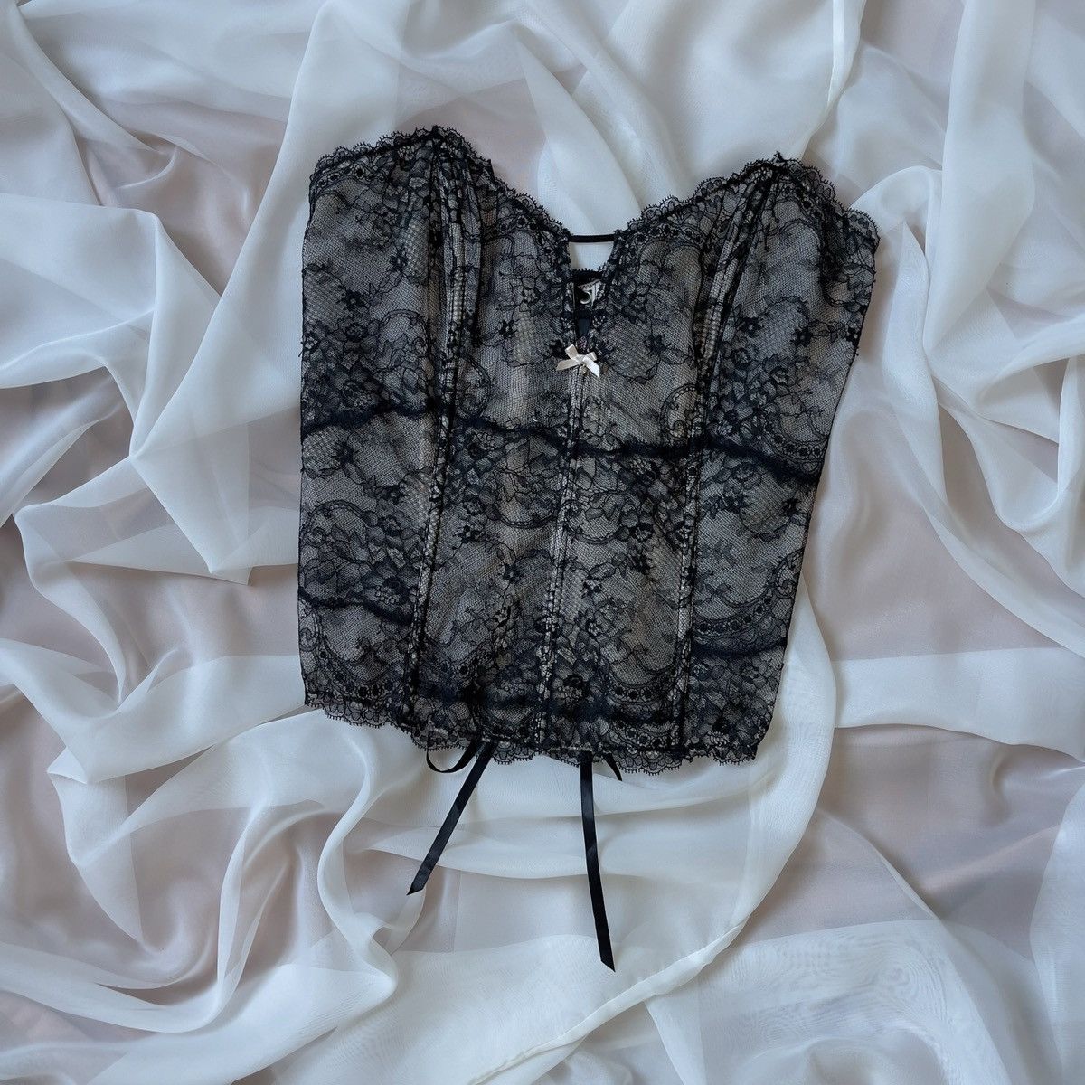 Victoria's Secret Victoria’s Secret Black Lace Corset Top (Large) Size L / US 10 / IT 46 - 1 Thumbnail