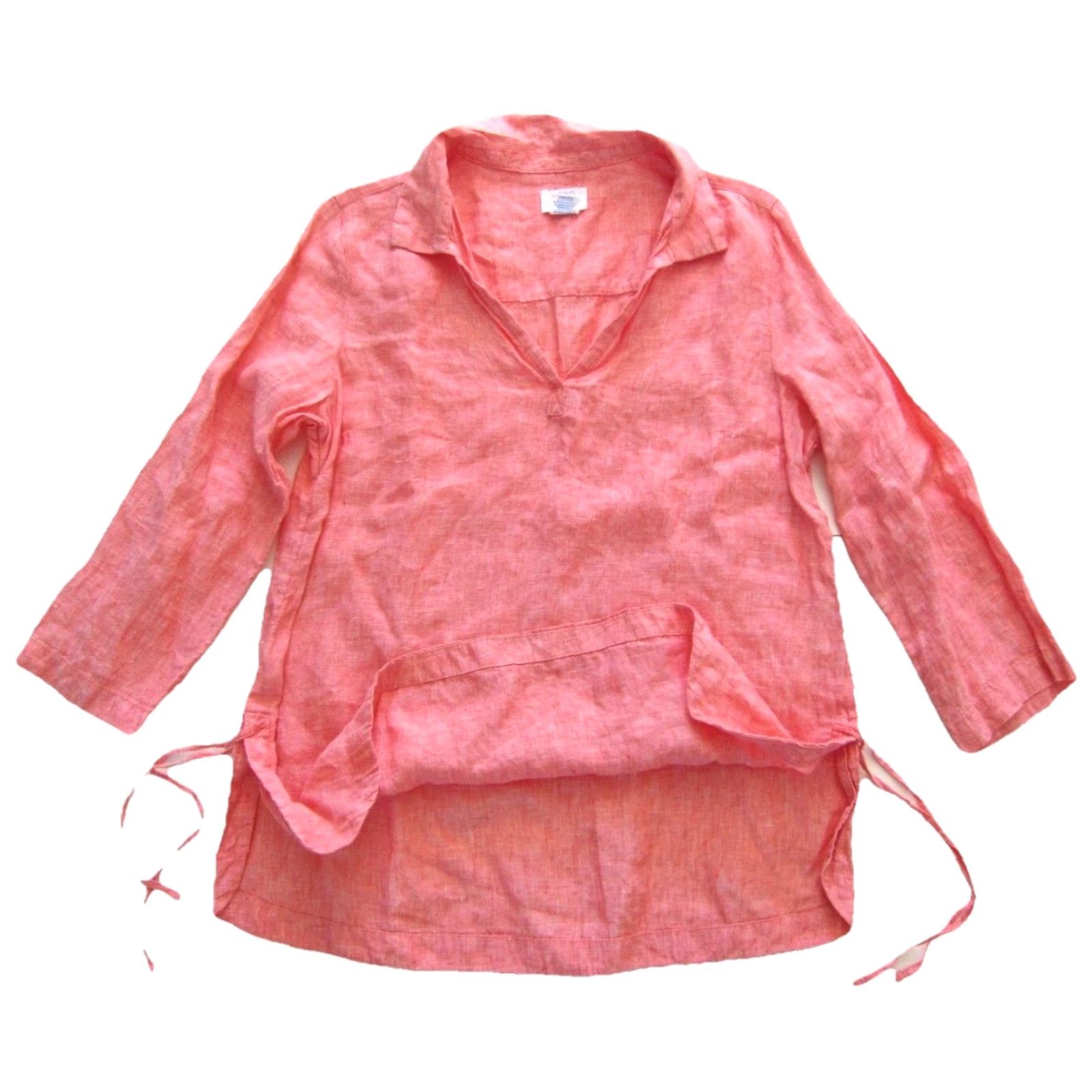Pinko Sigrid Olsen 100% Linen Pink Collared 3/4 Sleeve Tunic Peasant Blouse Small Size S / US 4 / IT 40 - 5 Thumbnail