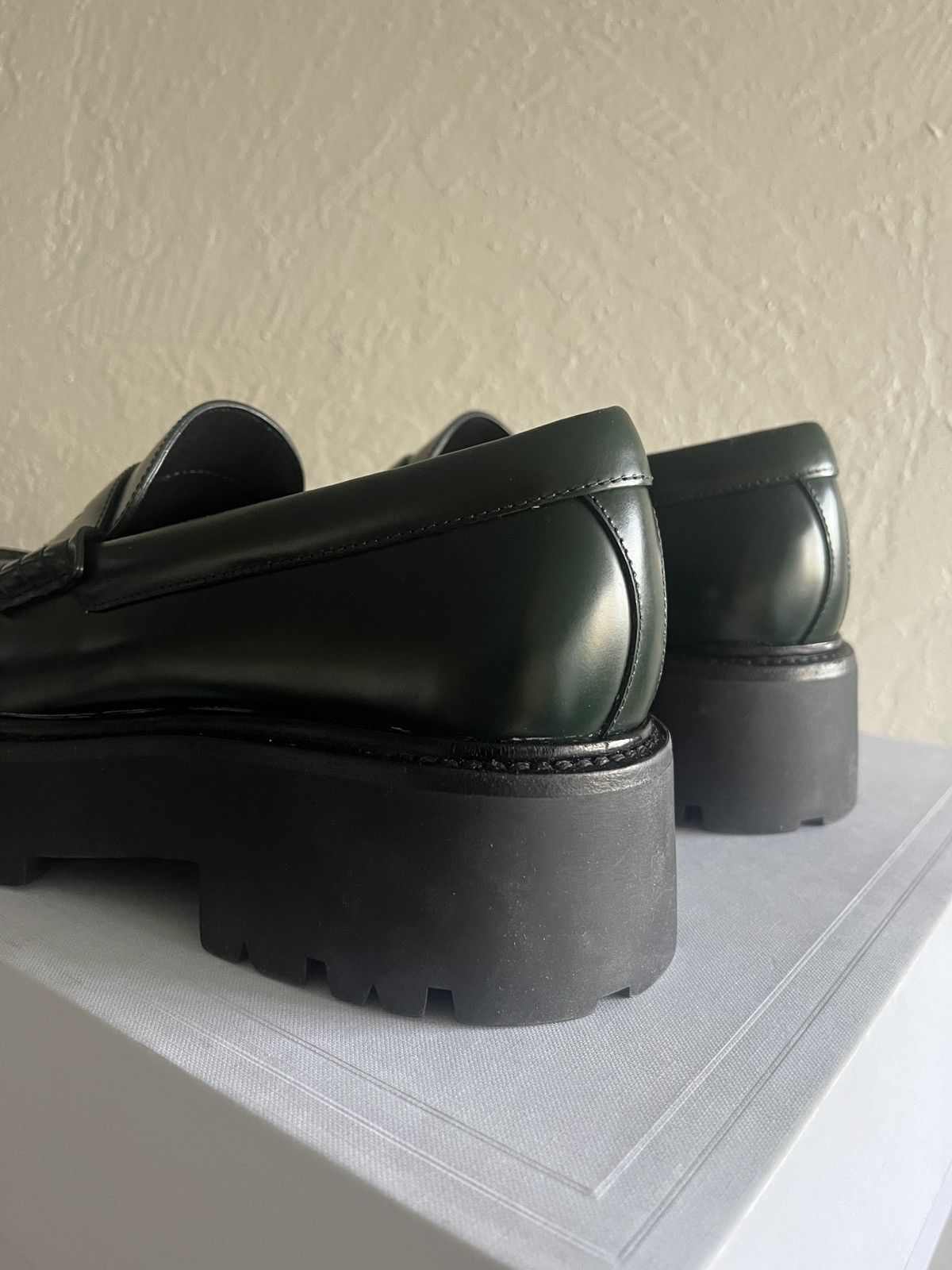Celine × Hedi Slimane Celine Polished Bull Penny Loafers Green Chunky Leather Size US 9.5 / EU 42-43 - 7 Thumbnail