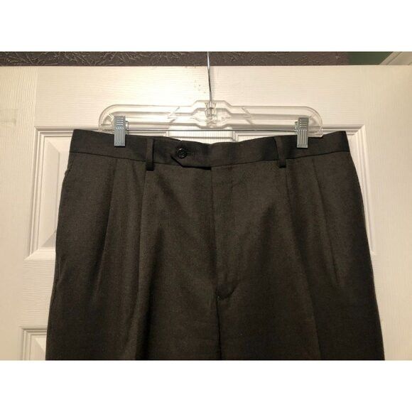 Jos. A. Bank jos.a.bank men's dark green 96%wool dress pants size: 35/32 Size 34R - 1 Thumbnail