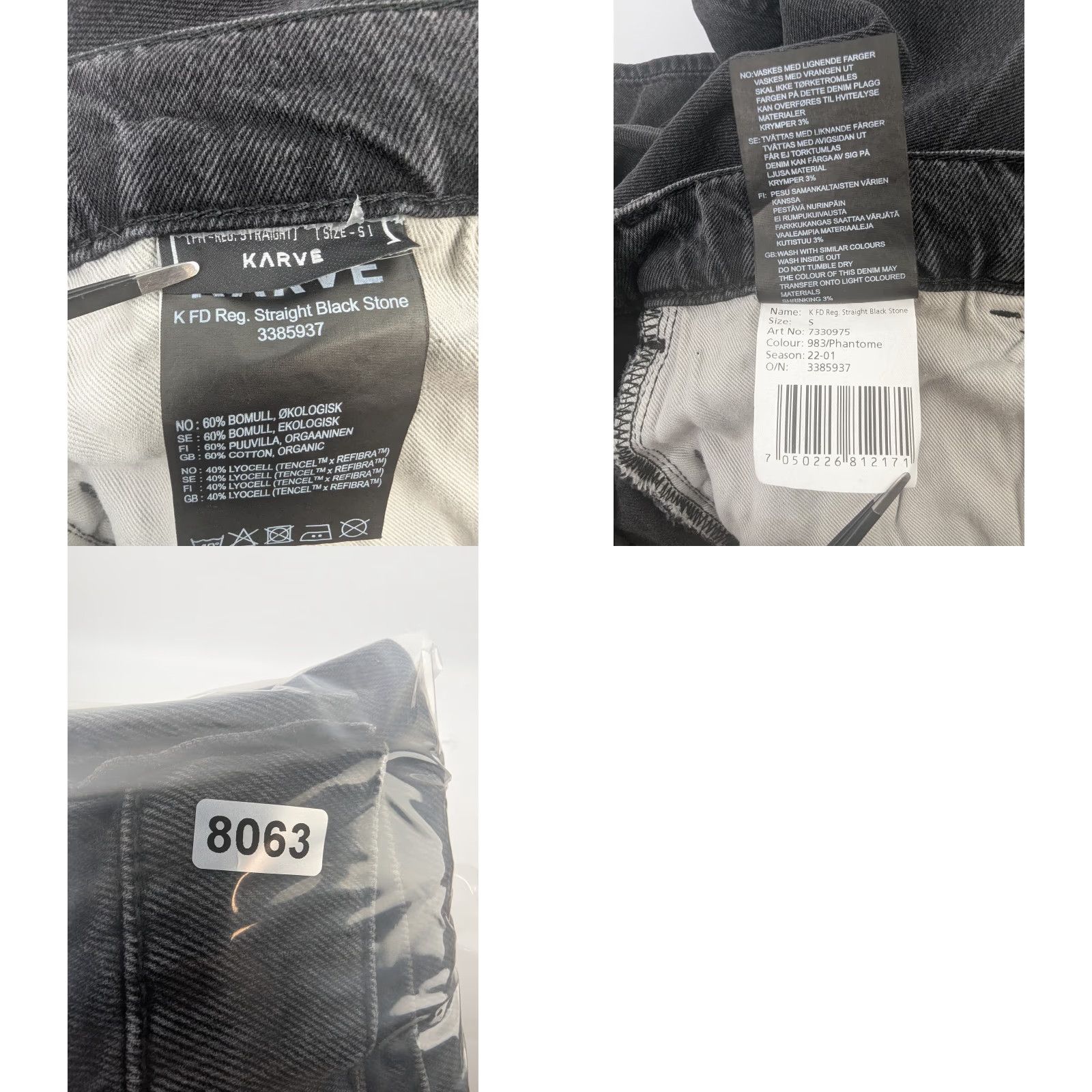 Vintage KARVE Women's Regular Fit Straight Black Stone Jeans Size Small Organic Cotton Denim 5-Pocket Design Slim Size 28" / US 6 / IT 42 - 9 Thumbnail