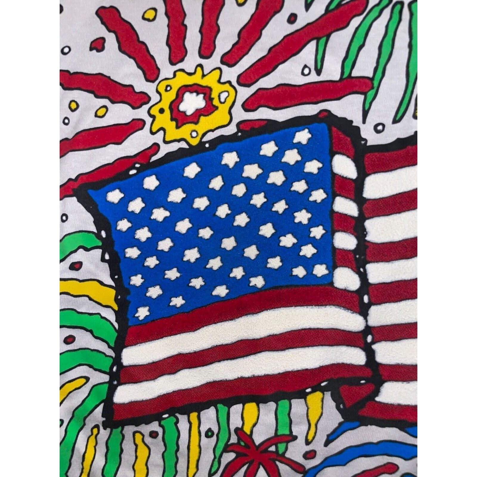 Jerzees Vintage July 4th Shirt Fireworks USA America Graphic Tee 90s Size US L / EU 52-54 / 3 - 7 Thumbnail